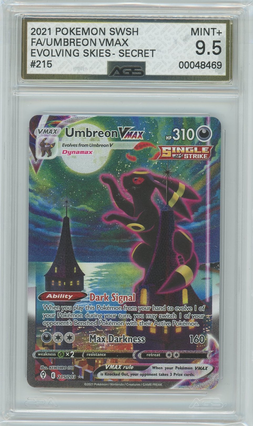 AGS (MINT+ 9.5) Umbreon VMAX #215 - Evolving Skies (#00048469)