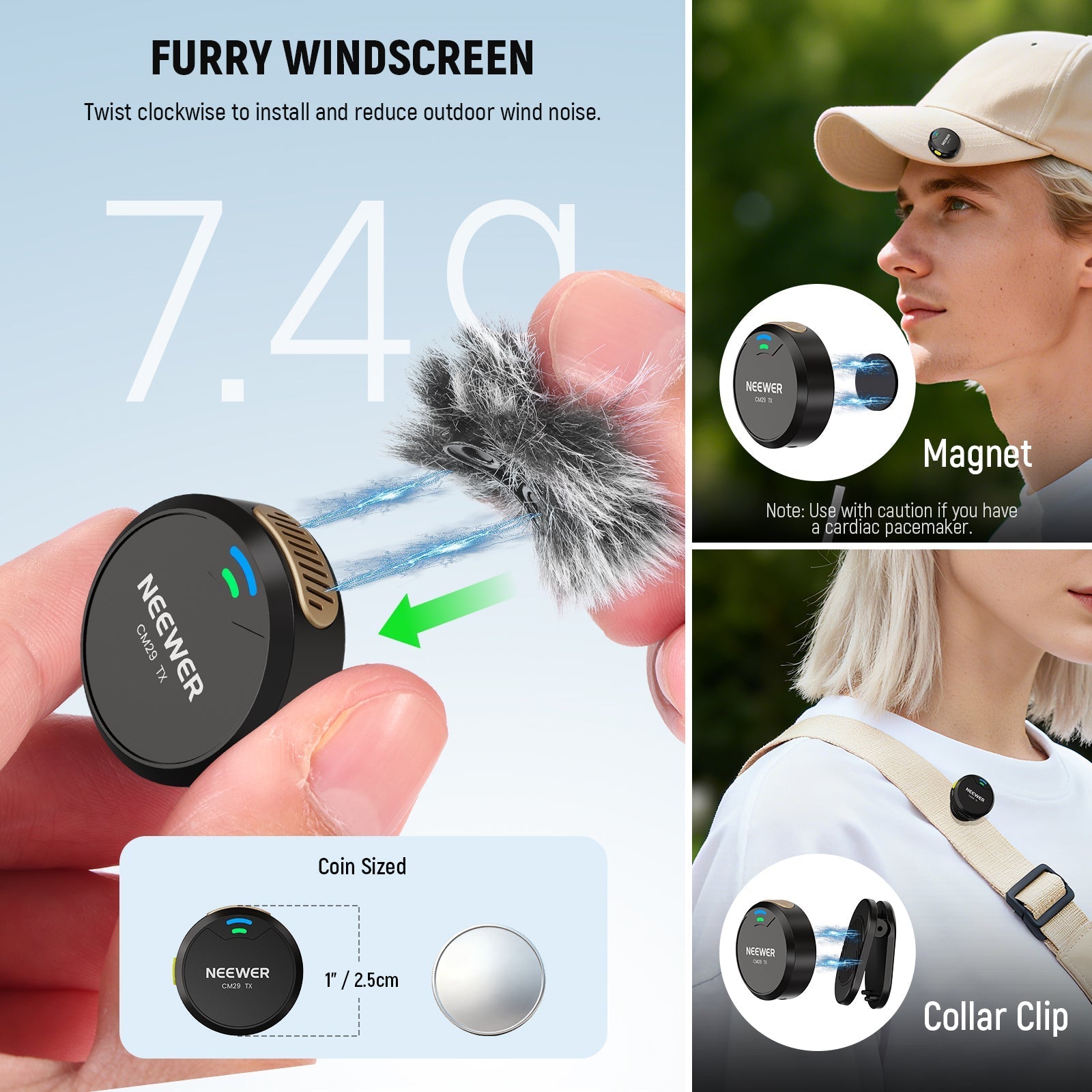 NEEWER CM29 Wireless Lapel Lavalier Microphone System