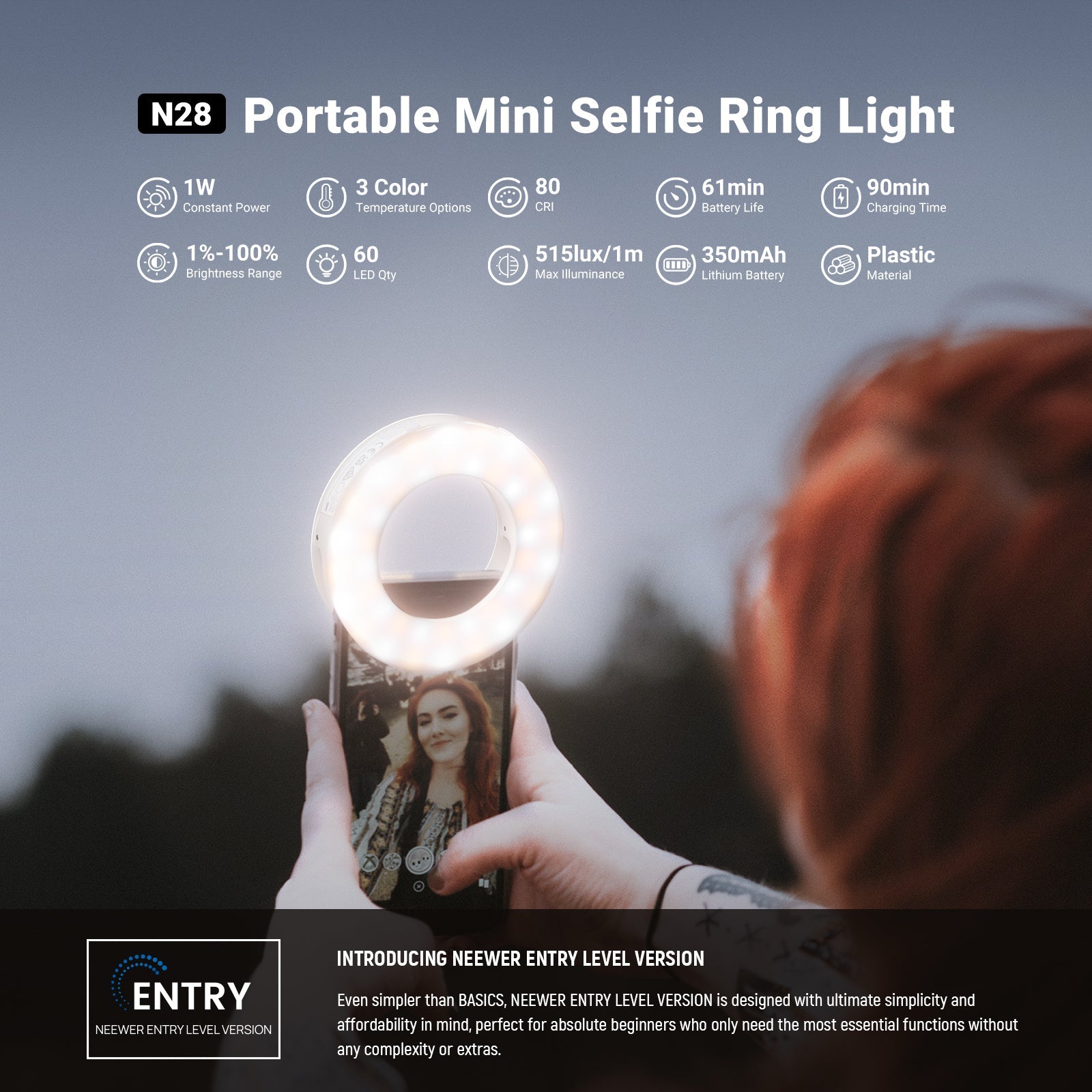 NEEWER ENTRY LEVEL VERSION N28 Mini Selfie Ring Light