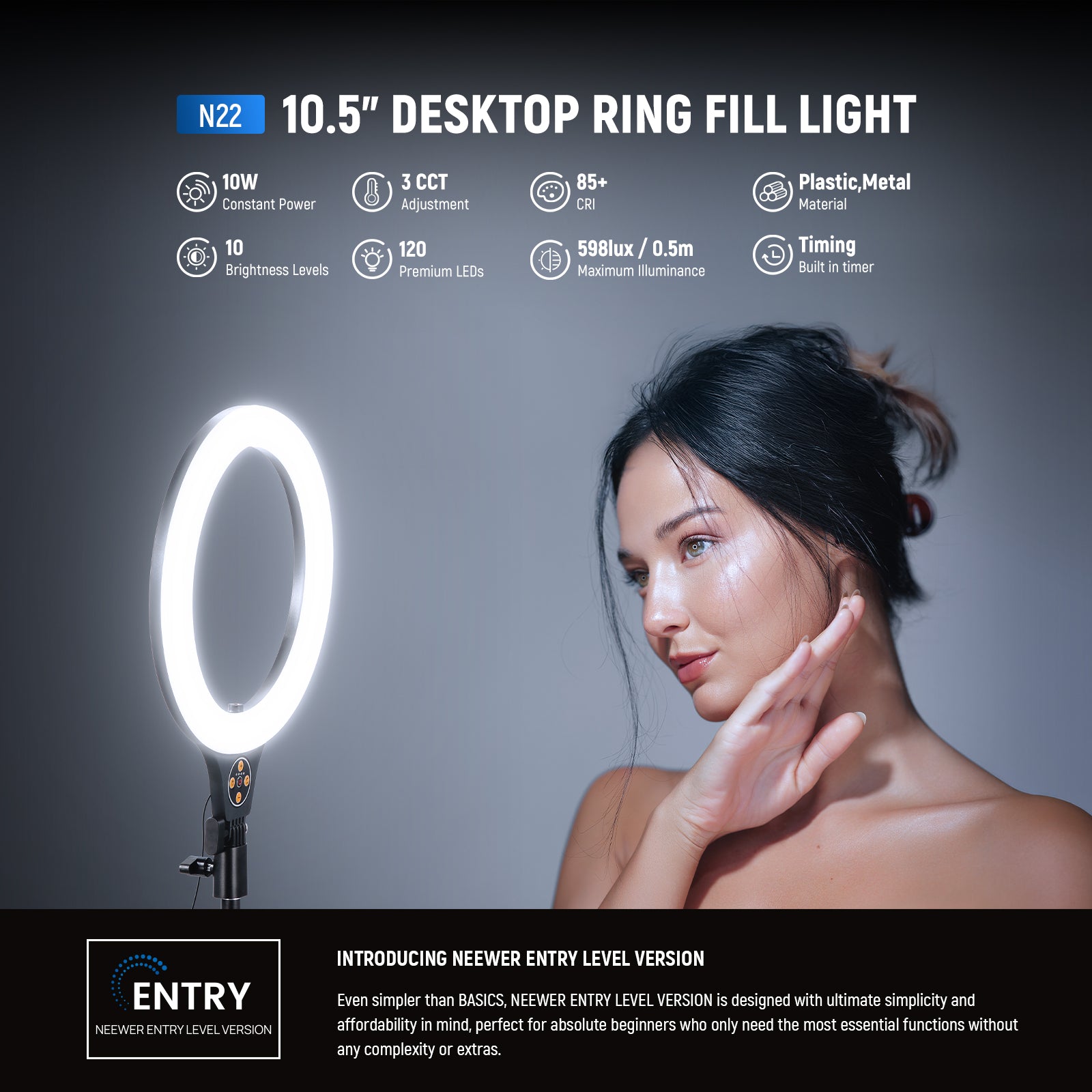 NEEWER ENTRY LEVEL VERSION N25/N22 Desk Ring Light Kit