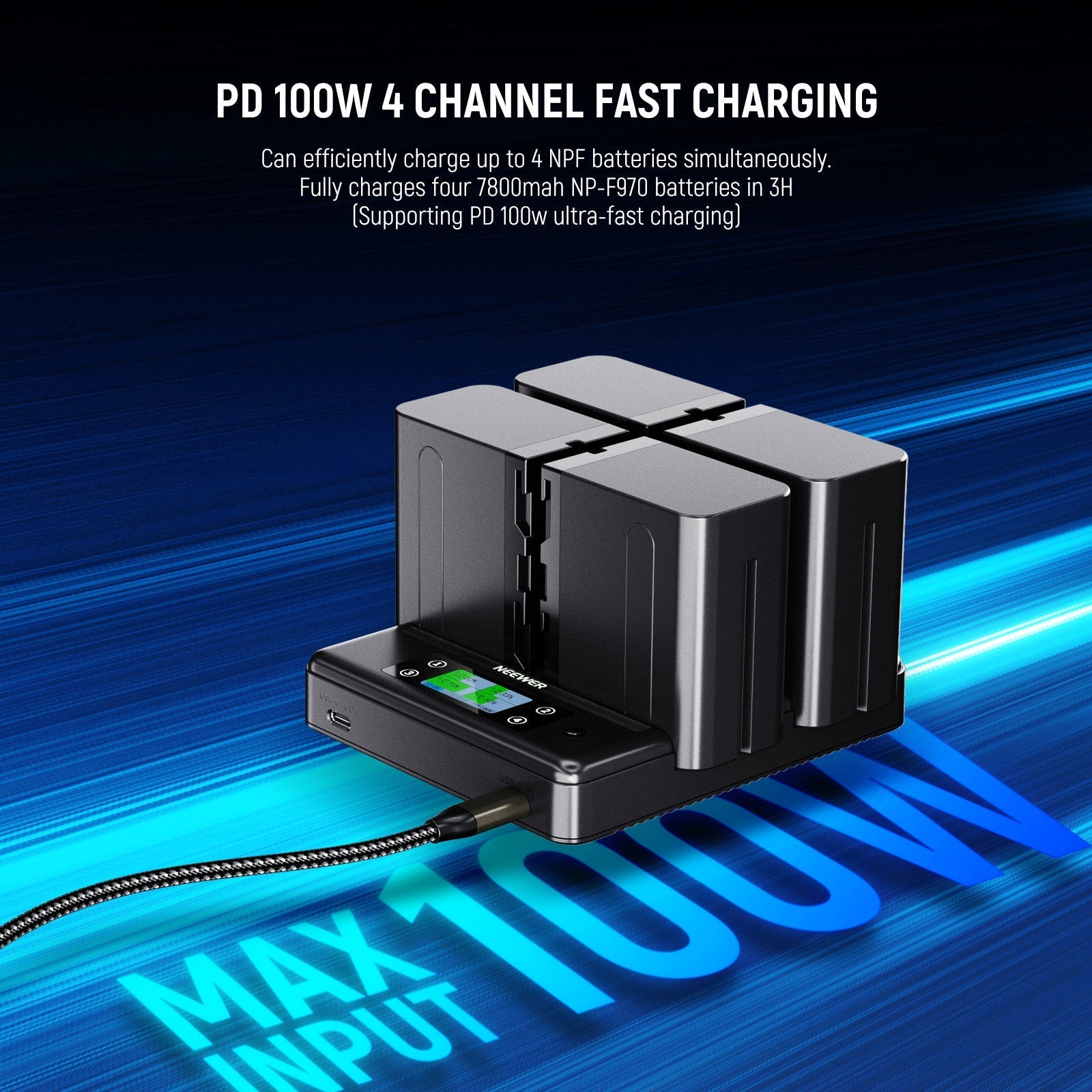 NEEWER NW-F4R 4 Channel Charger for NP-F Series Batteries