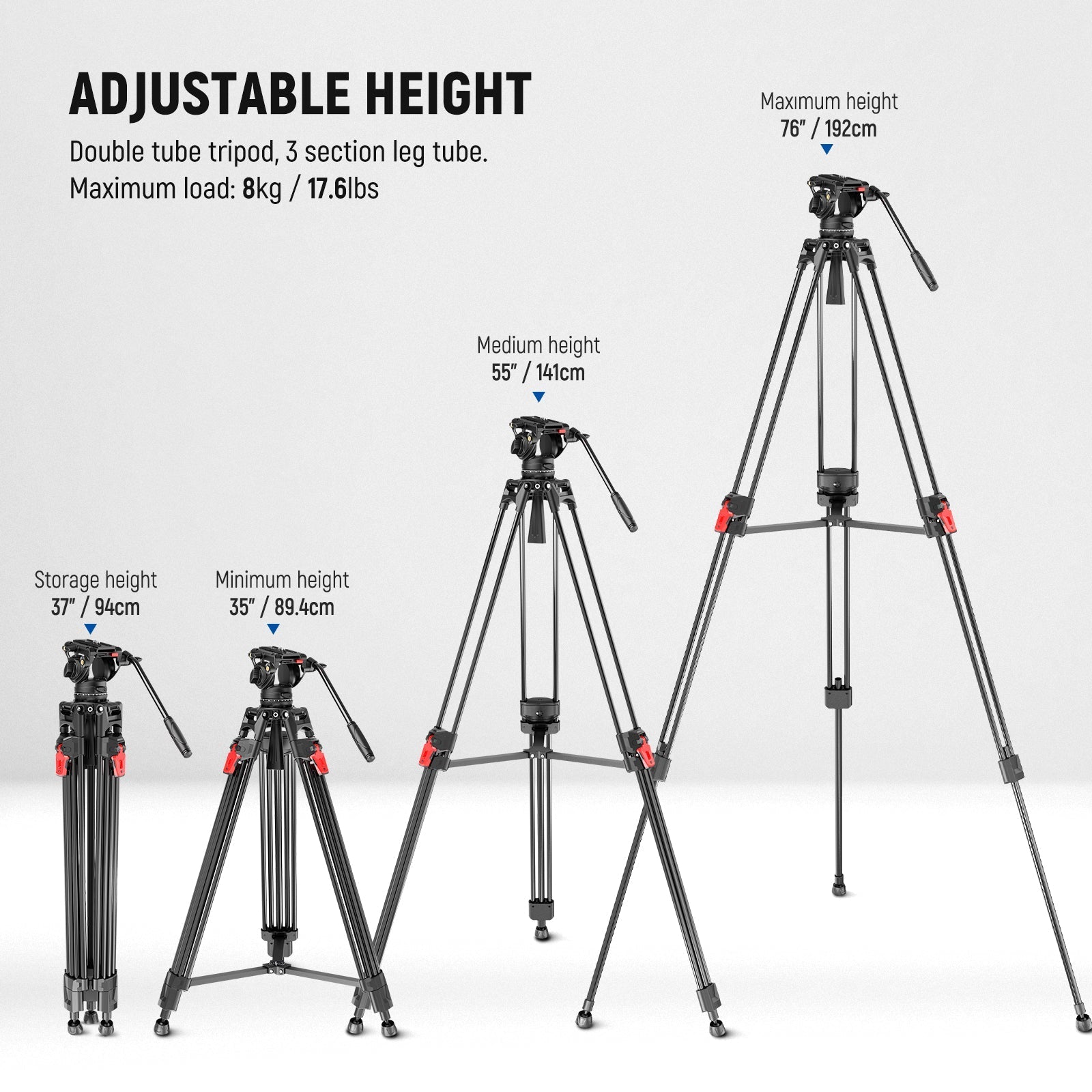 NEEWER LL27 76" Video Tripod with Fluid Head