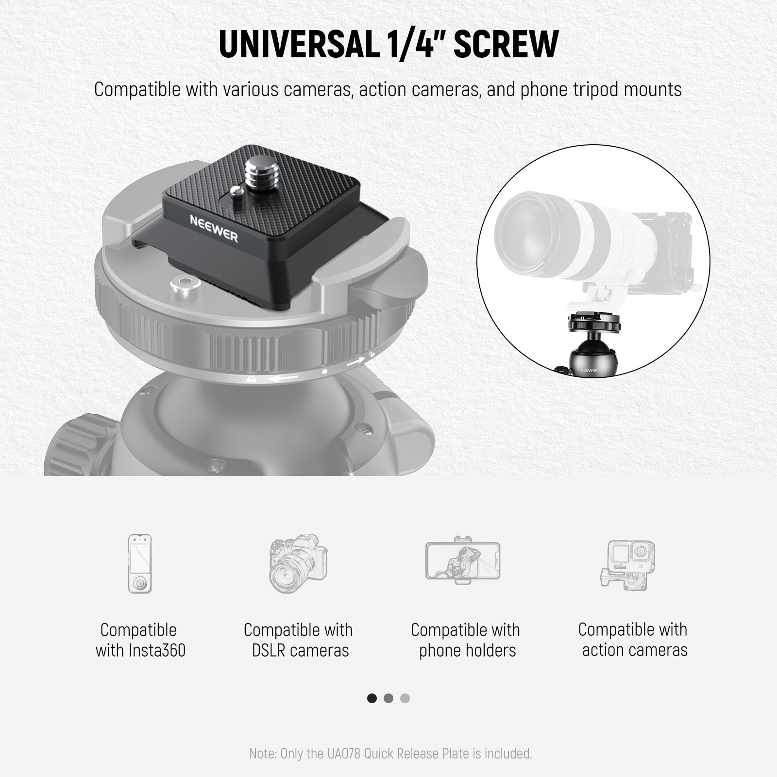 NEEWER UA078 Arca Type Quick Release Plate with 1/4" Screw