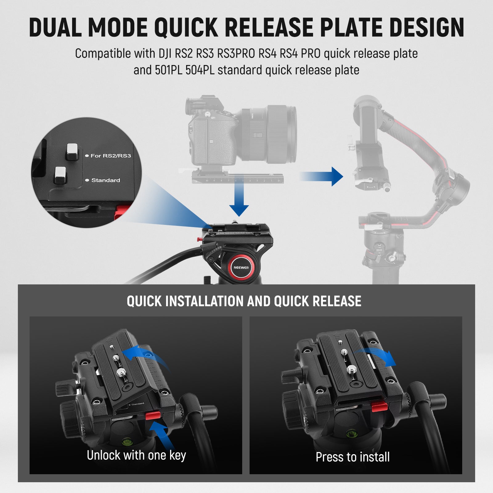 NEEWER LL27 76" Video Tripod with Fluid Head