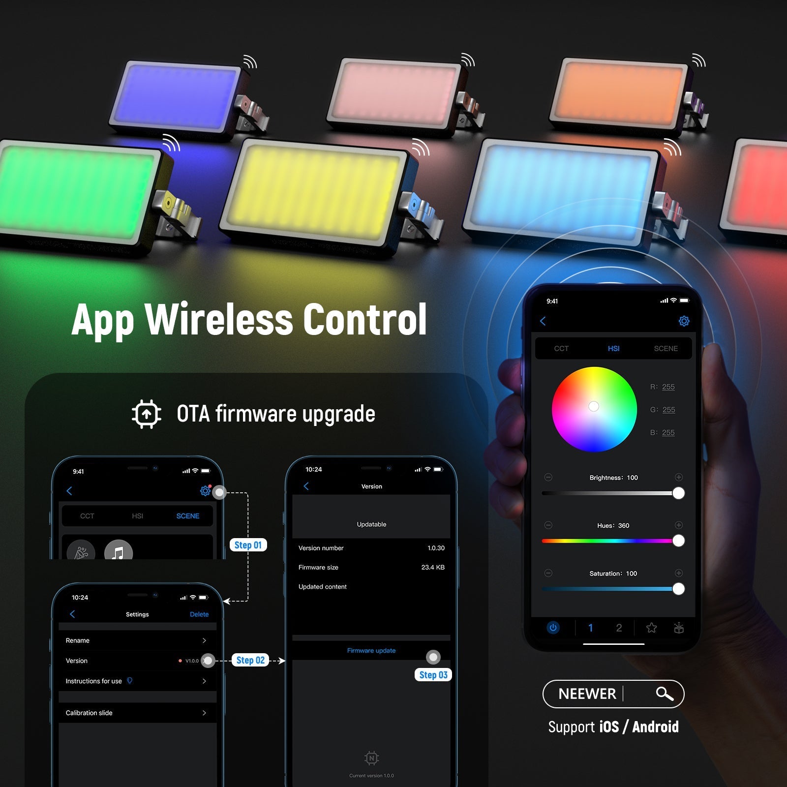 NEEWER SL90 RGB Video Light With App & 2.4G Control