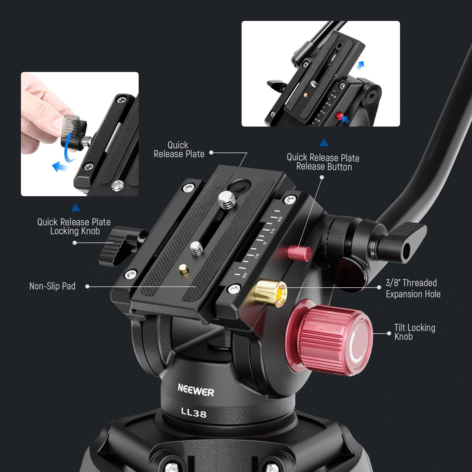 NEEWER LL38 79" Professional Video Tripod