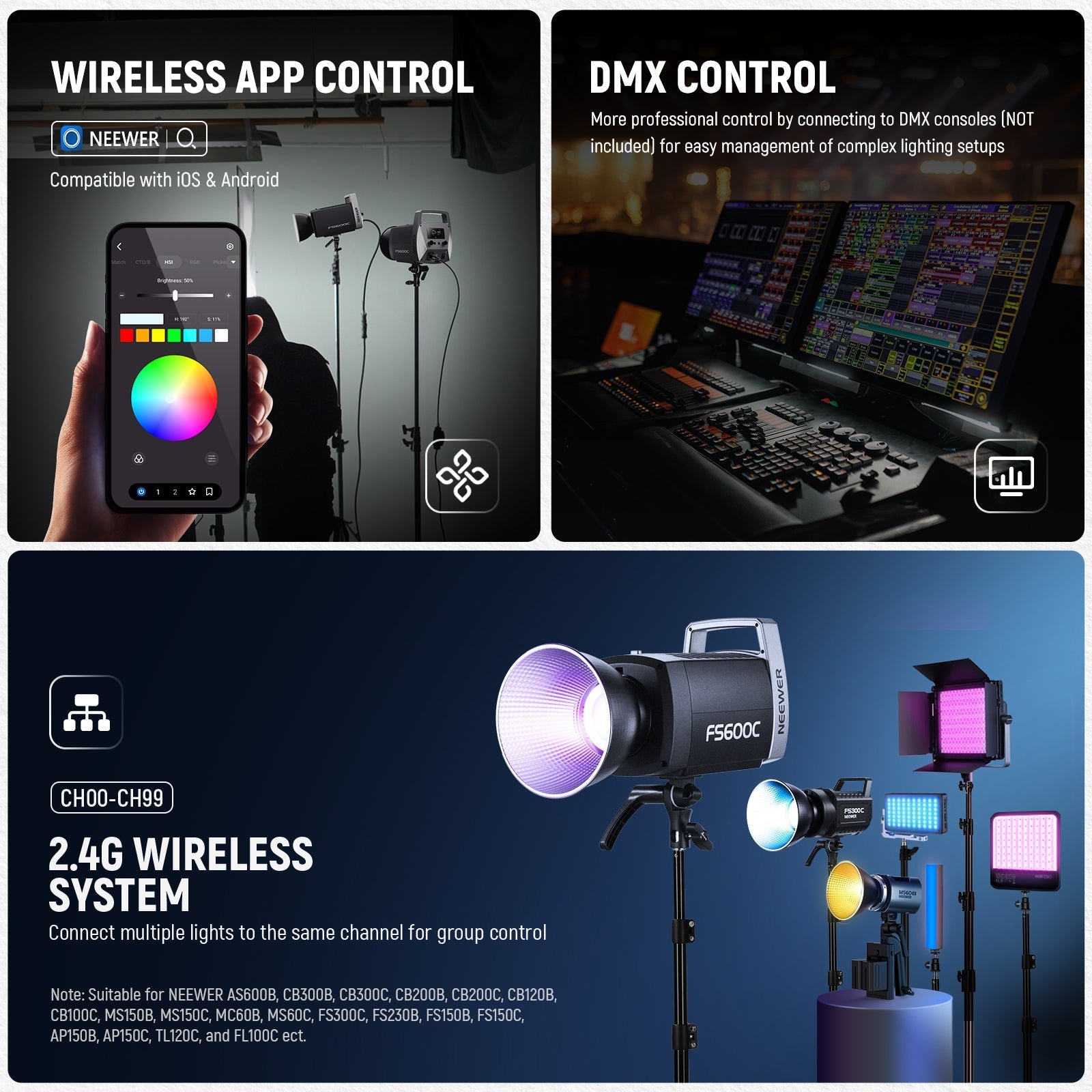 NEEWER FS600C 600W RGB COB LED Video Light