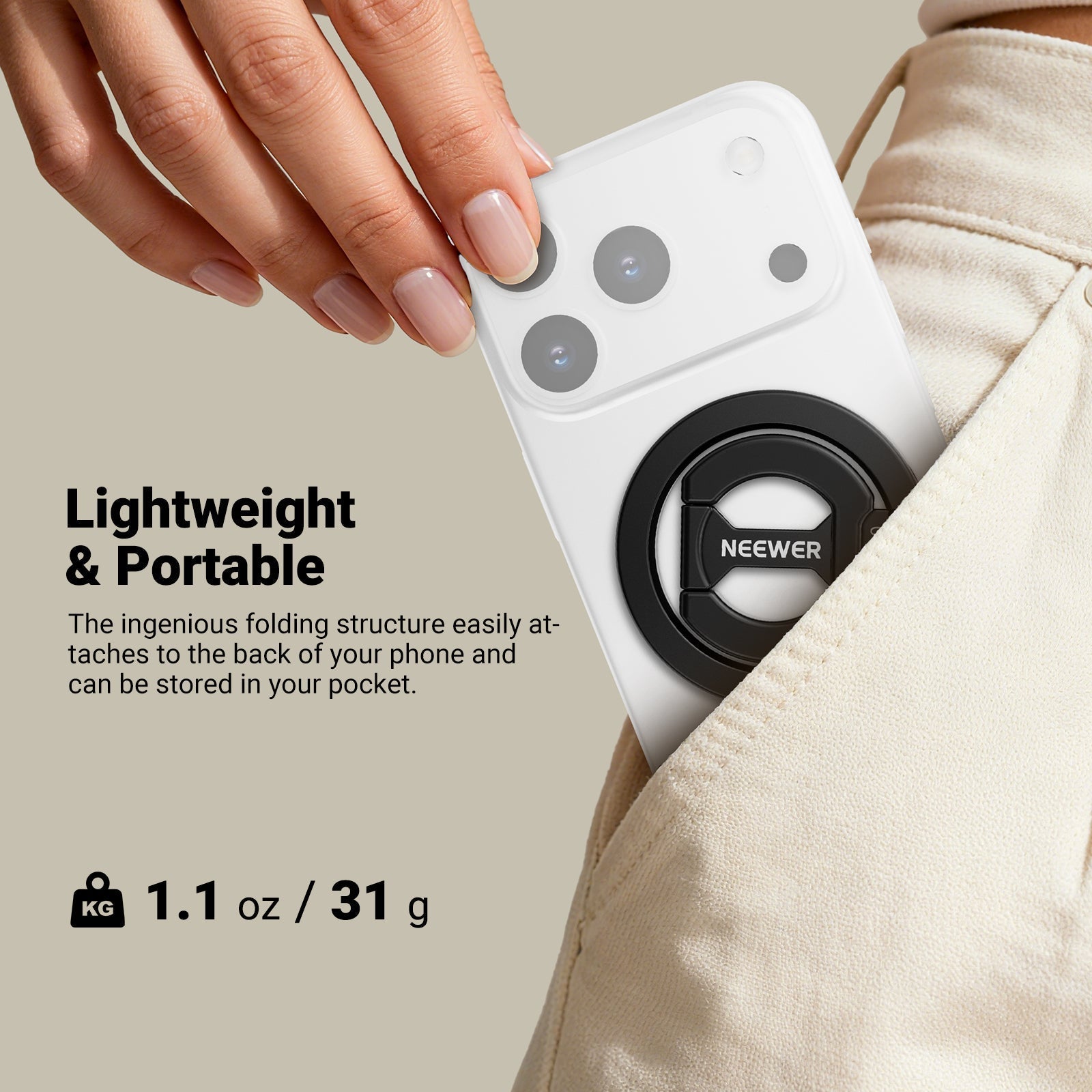 NEEWER PA140 Dual Side Magnetic Phone Grip Ring Holder
