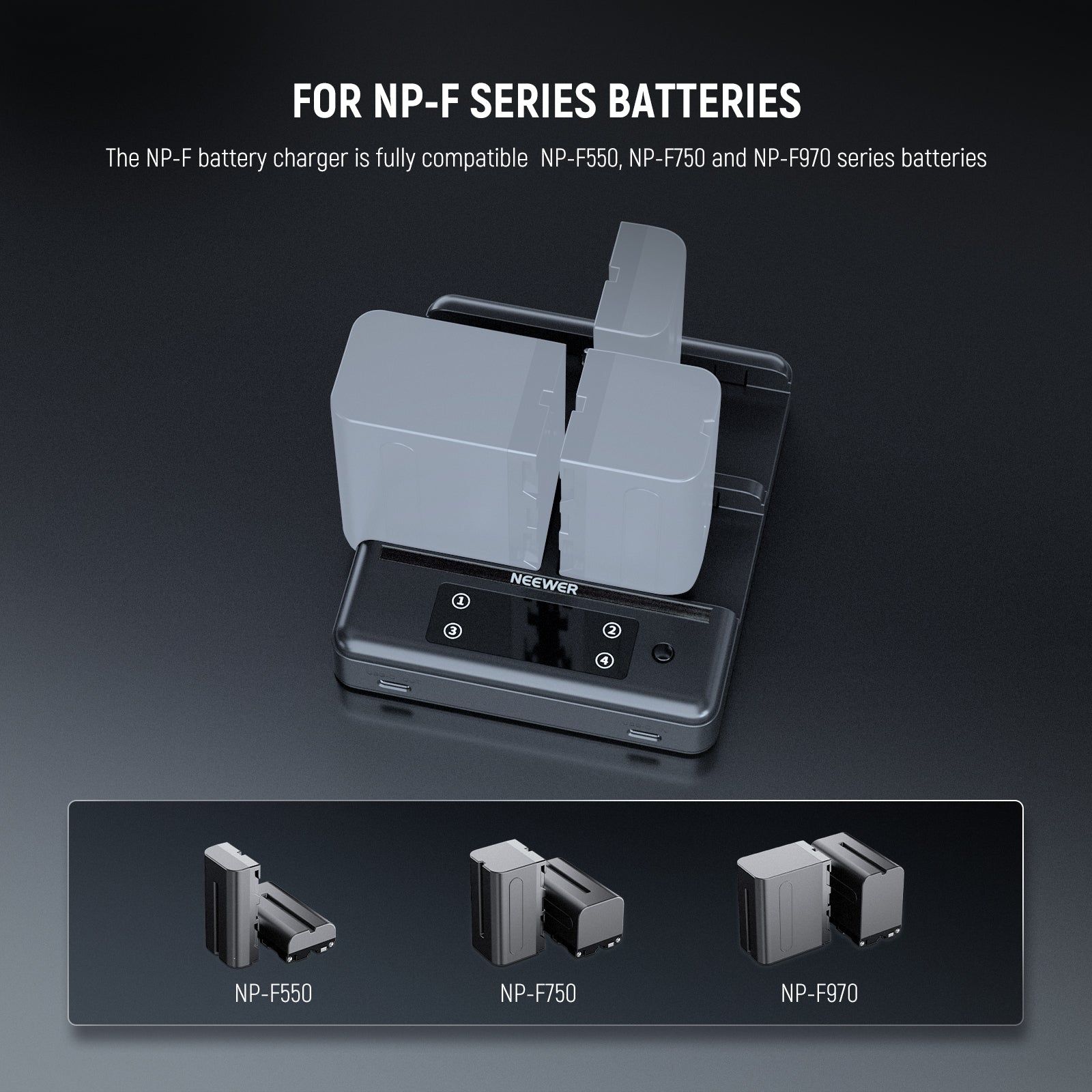 NEEWER NW-F4R 4 Channel Charger for NP-F Series Batteries