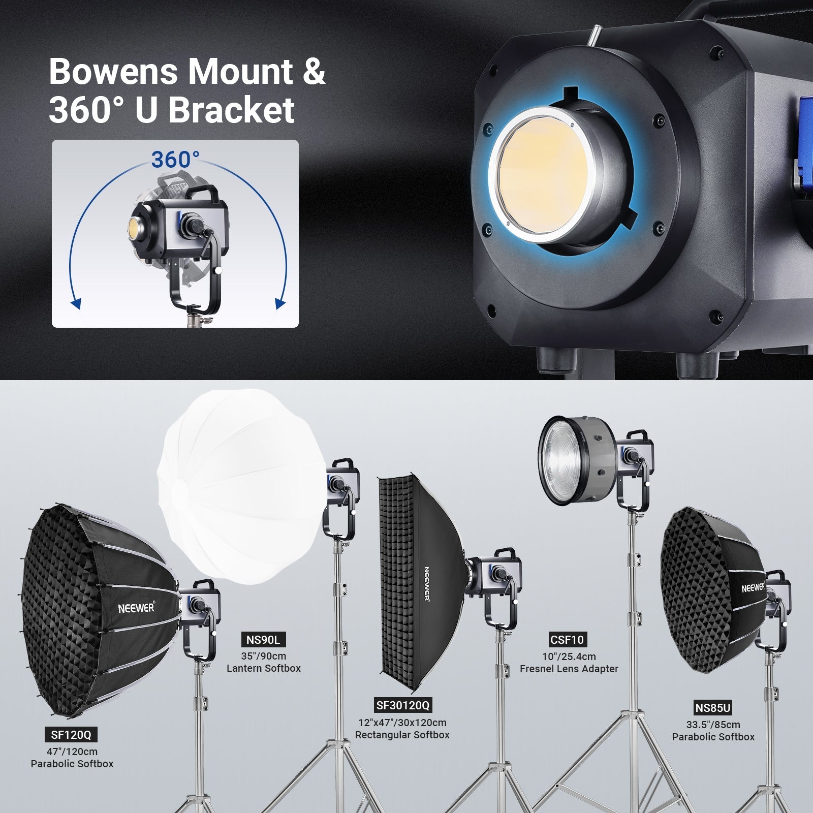 NEEWER AS1200B 1200W Output Bi-Color COB LED Studio Video Light