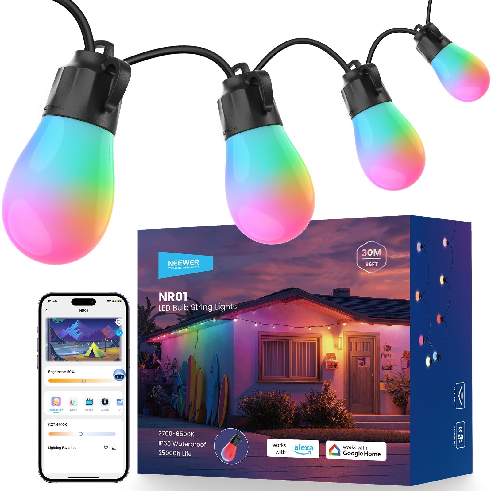 NEEWER NR01 RGBW Outdoor String Light