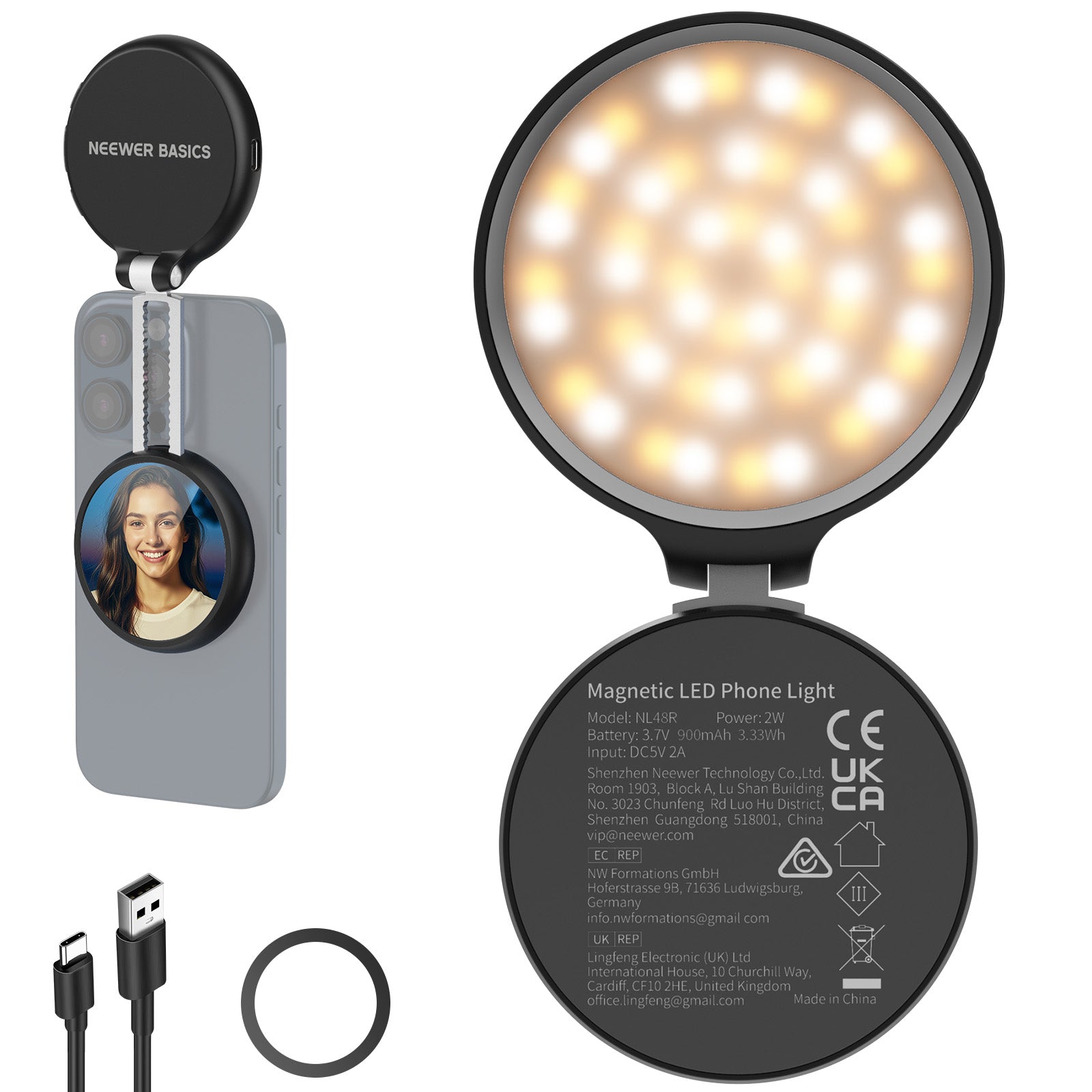 NEEWER BASICS NL48R Magnetic LED Selfie Light