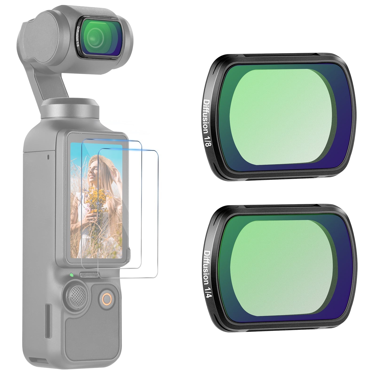 NEEWER FL-B11 2-Pack Magnetic Black Diffusion Filter Set for DJI Osmo Pocket 3 / Pocket 4 & Xtra Muse