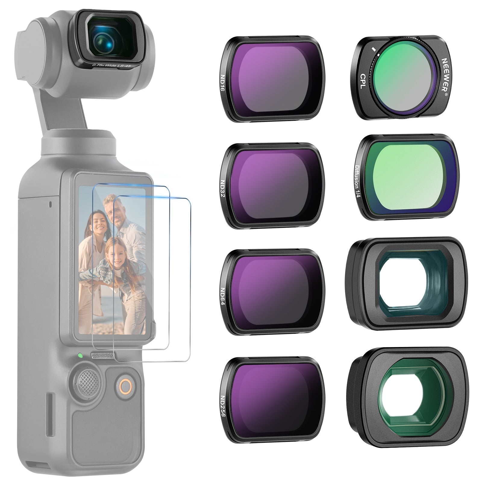 NEEWER FL-B17 Filter & Lens Set for DJI Osmo Pocket 3 / Pocket 4 & Xtra Muse
