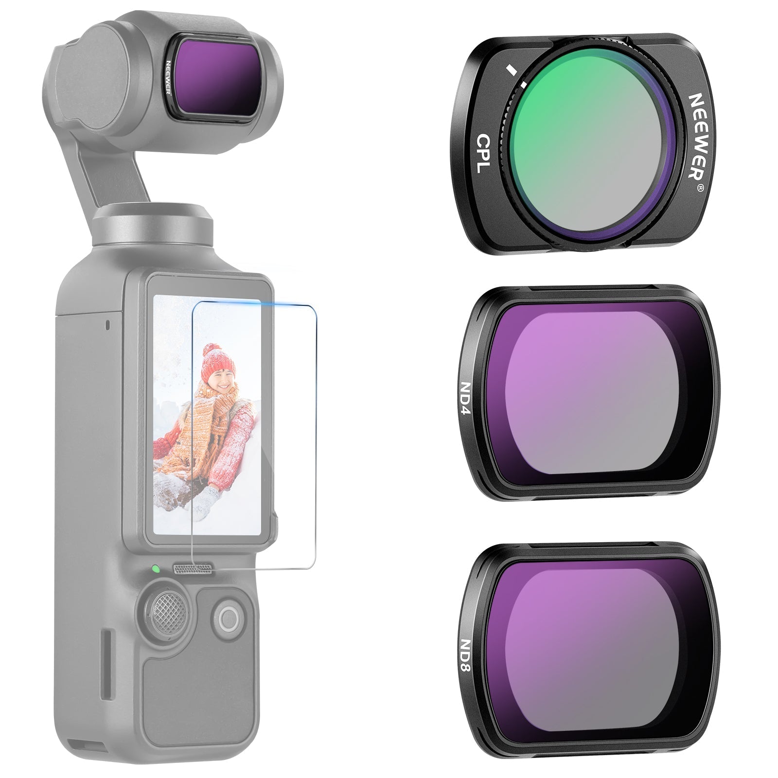 NEEWER FL-B03 3-Pack ND & CPL Filter for DJI Osmo Pocket 3 / Pocket 4 & Xtra Muse