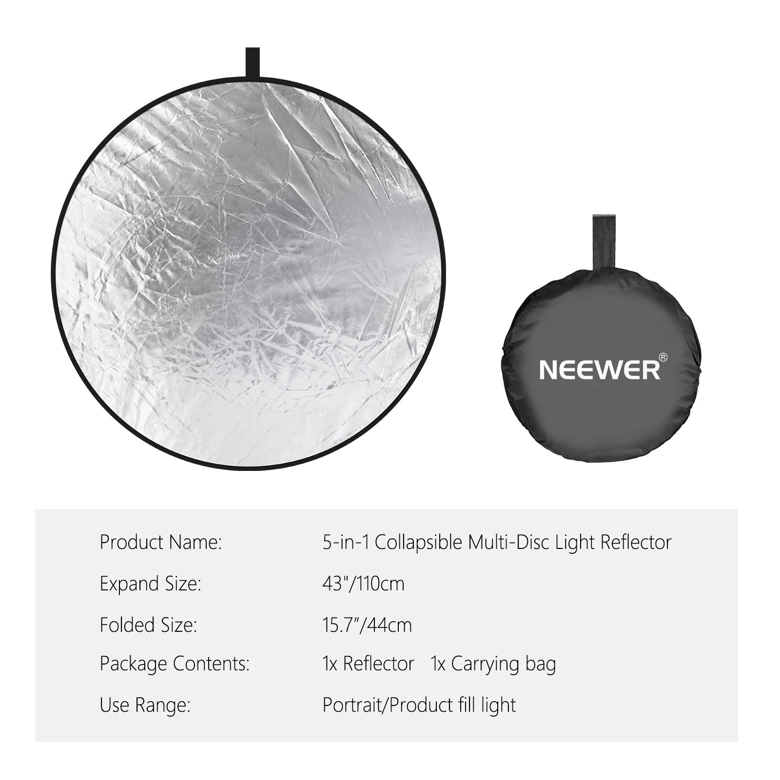 NEEWER 5-in-1 Collapsible Light Reflector