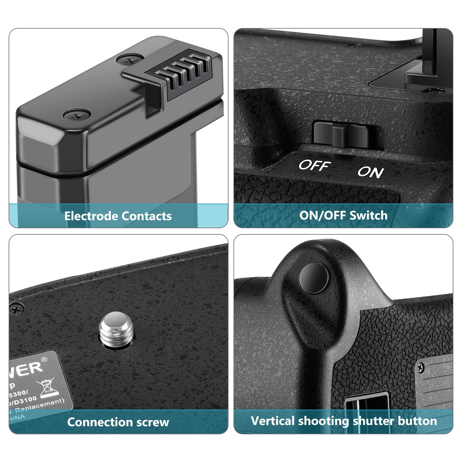 NEEWER BG-2F Battery Grip for Nikon D3100/D3200/D3300/D5300