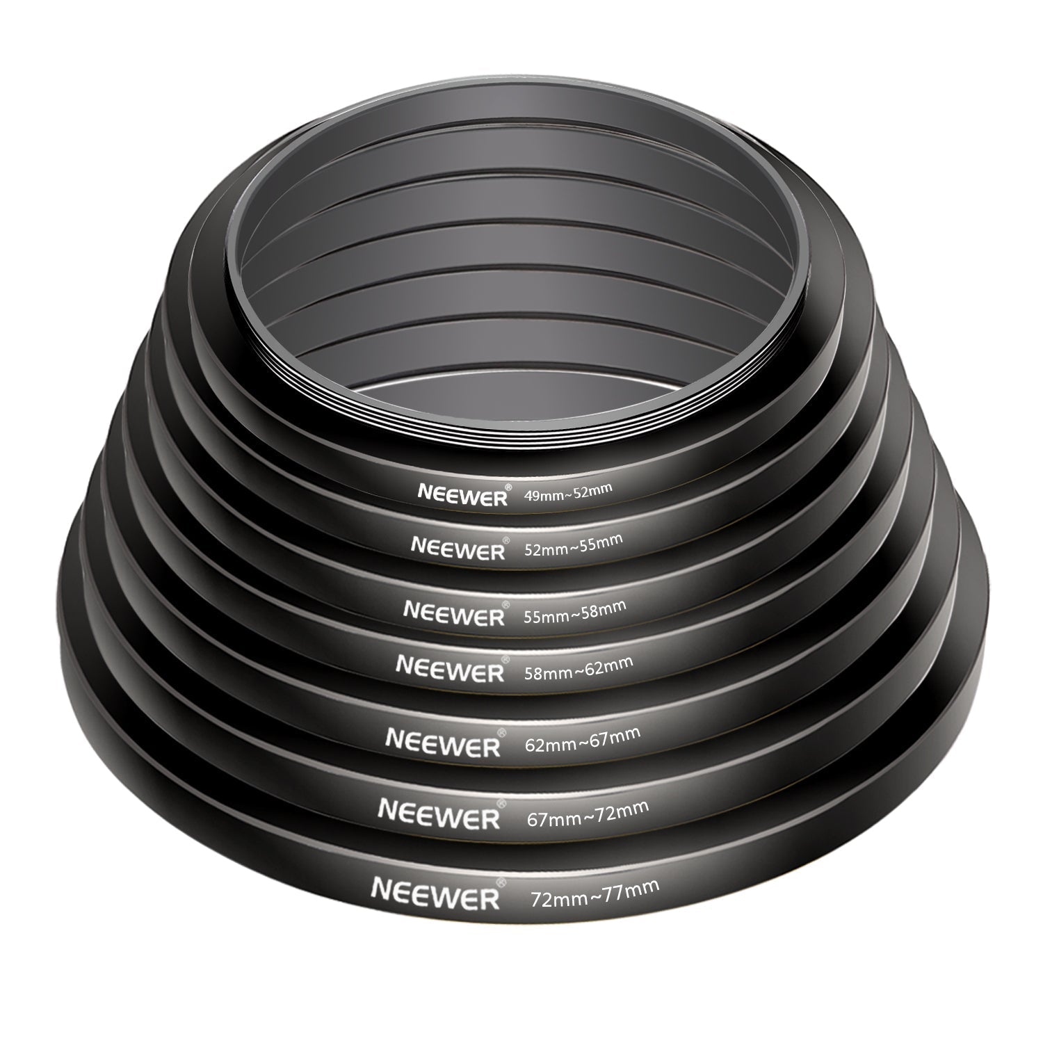 NEEWER 7pcs Step-up Lens Filter Adapter Rings Set