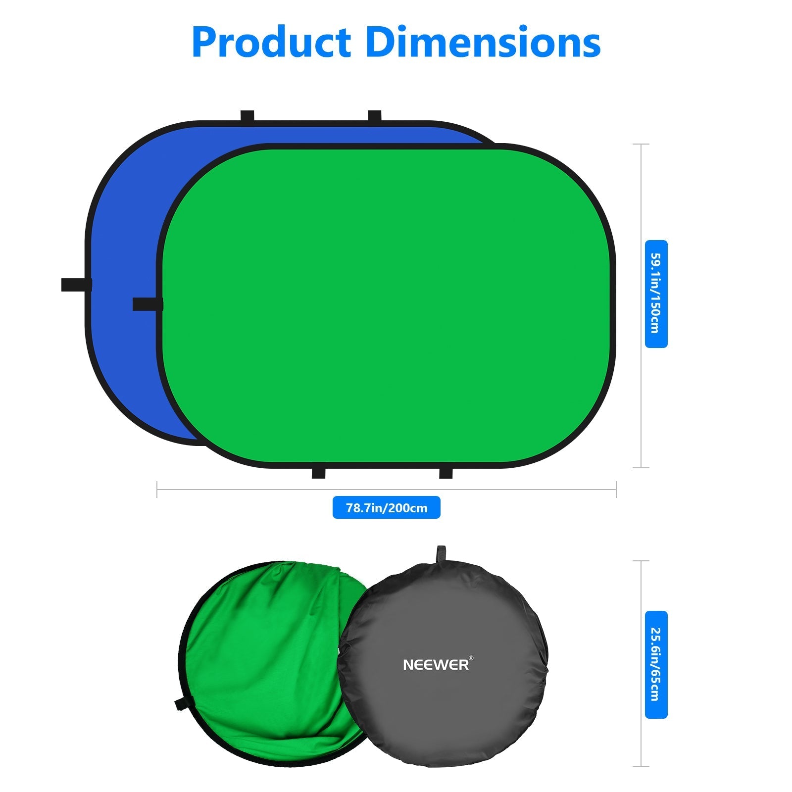 NEEWER 1.5x2m / 5x7ft 2-in-1 Collapsible Backdrop (Blue&Green)