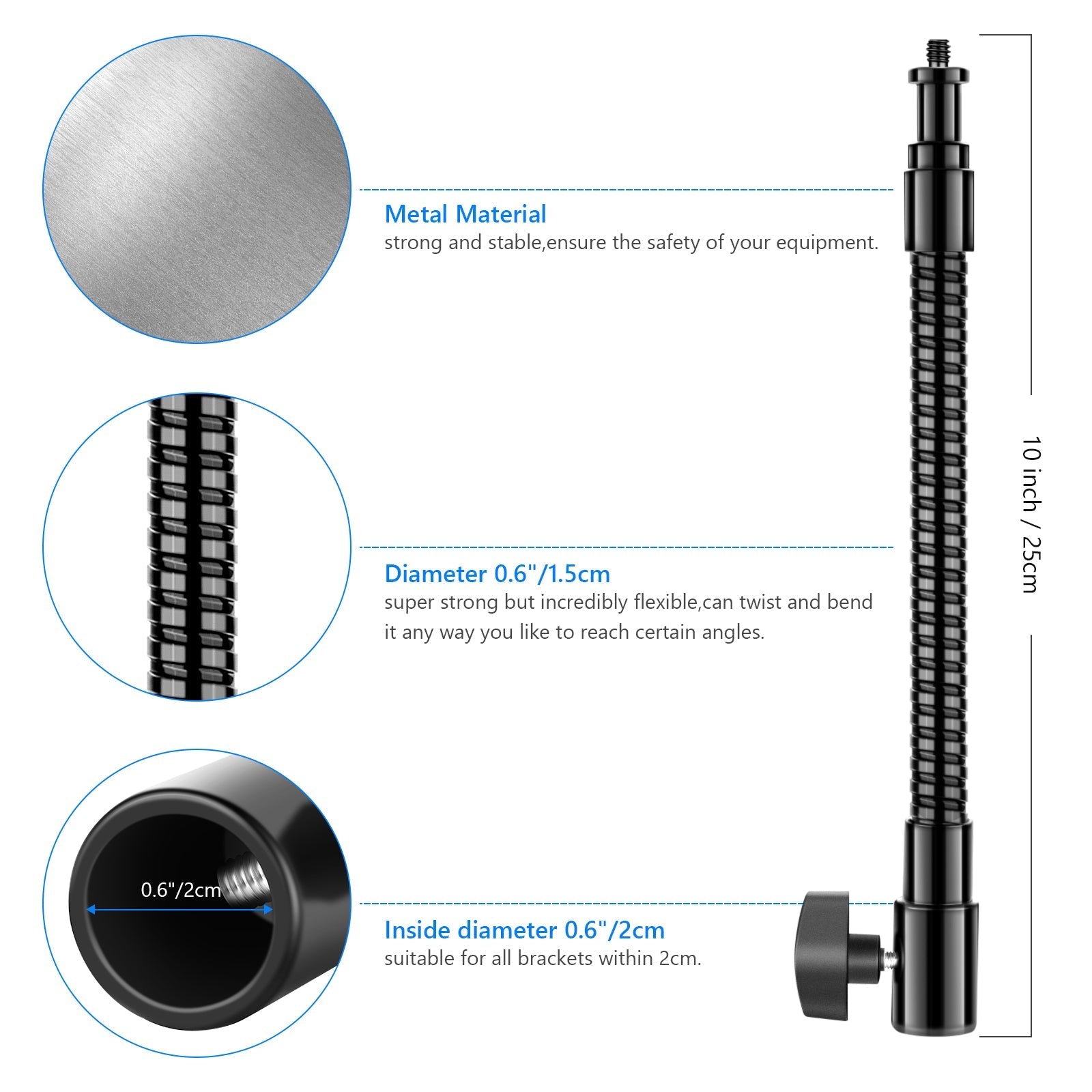 NEEWER Metal Flexible Tube Arm For Ring Light