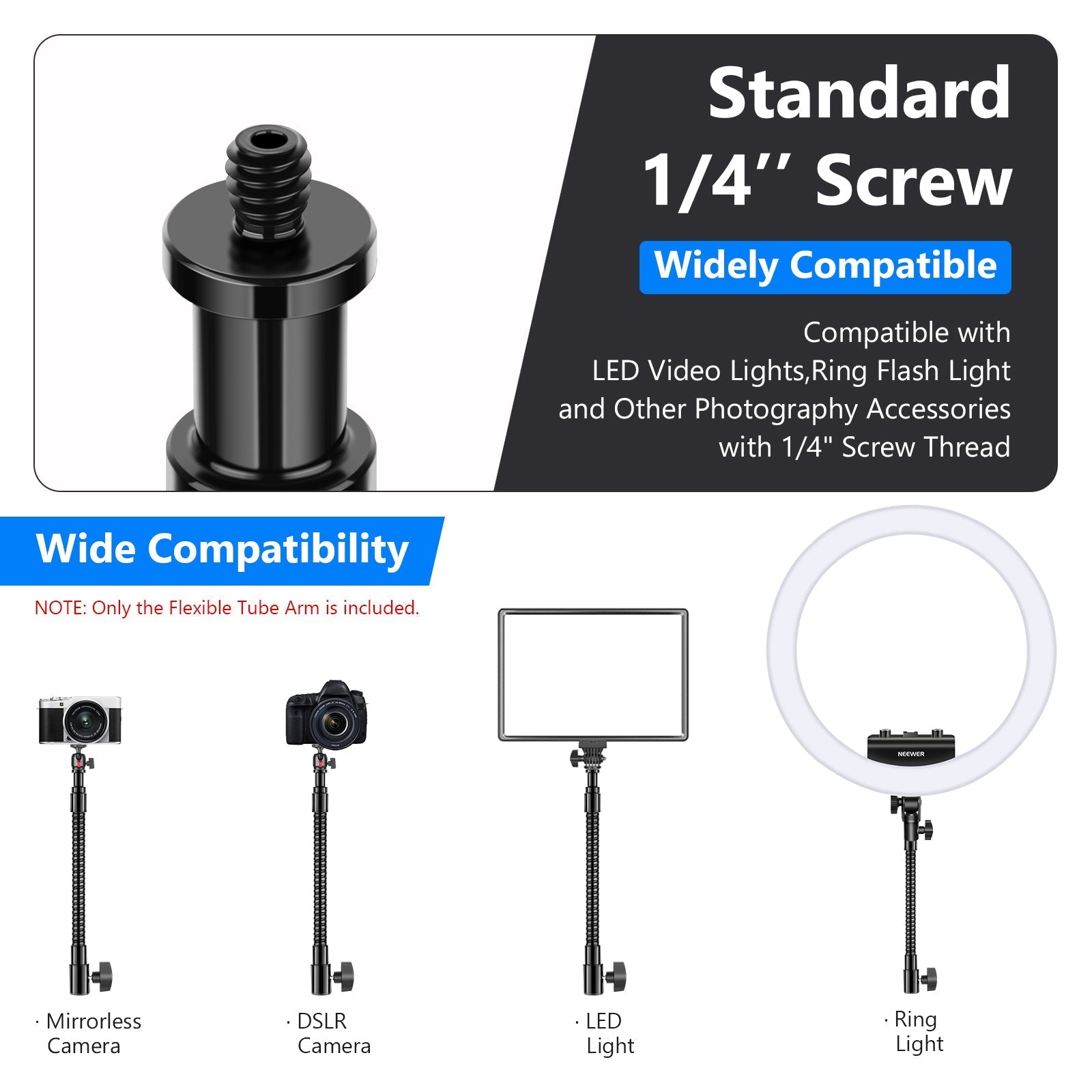 NEEWER Metal Flexible Tube Arm For Ring Light