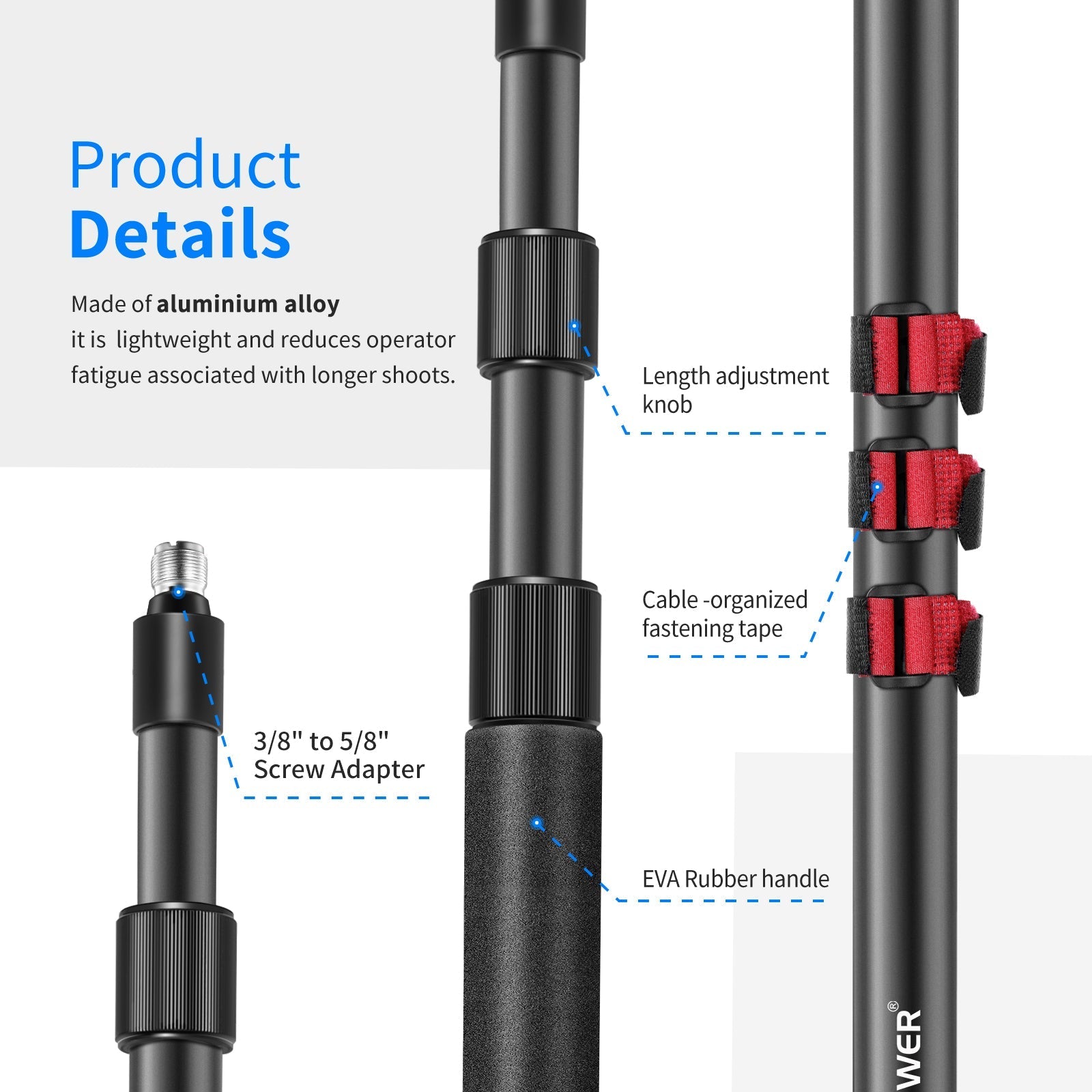 NEEWER NW-7000 Stretchable Handheld Microphone Boom Pole