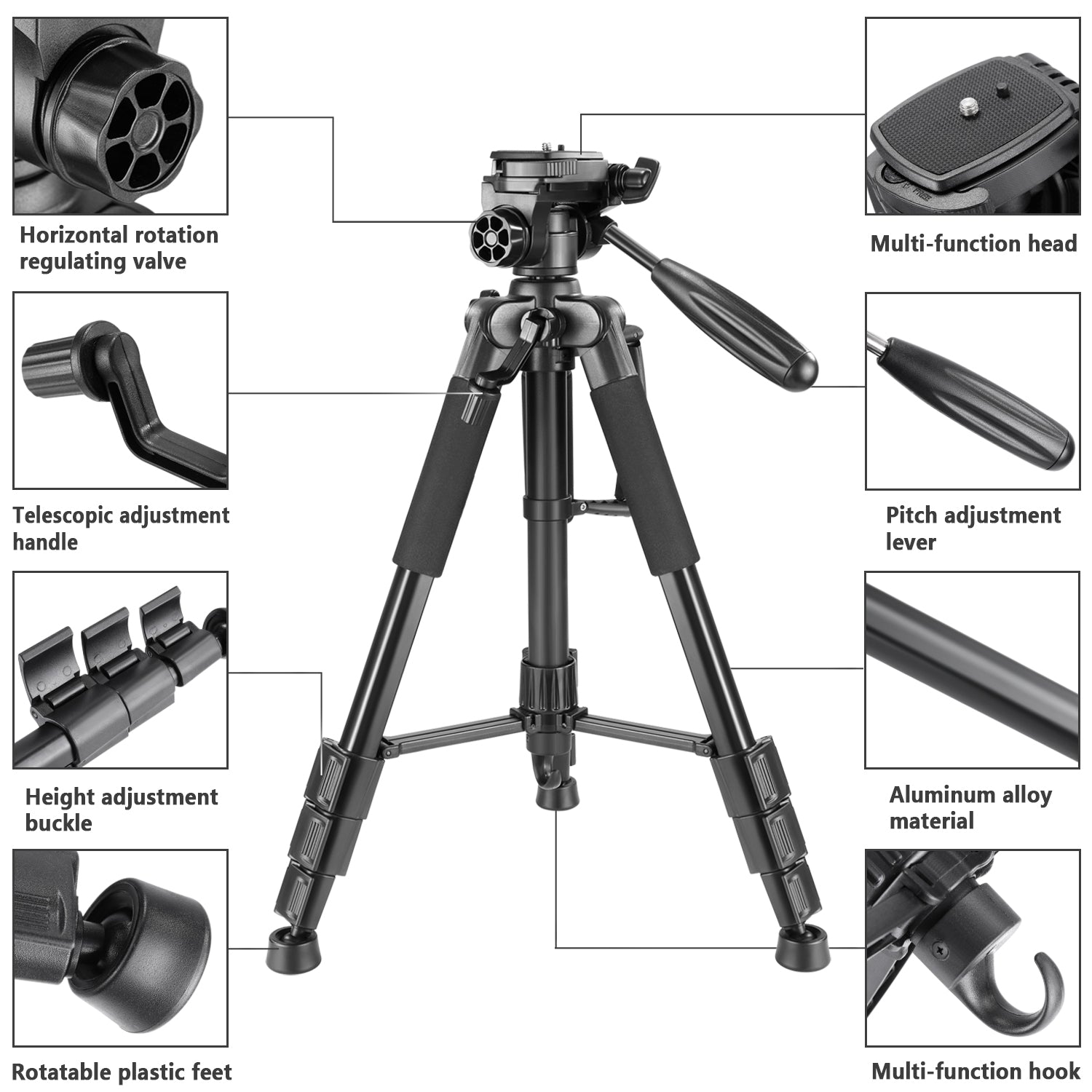 NEEWER SAB234 56" Aluminum Alloy Camera Tripod