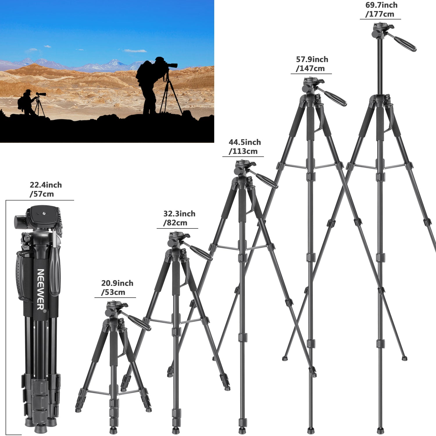 NEEWER SAB264 70" 2 in 1 Camera Tripod Monopod