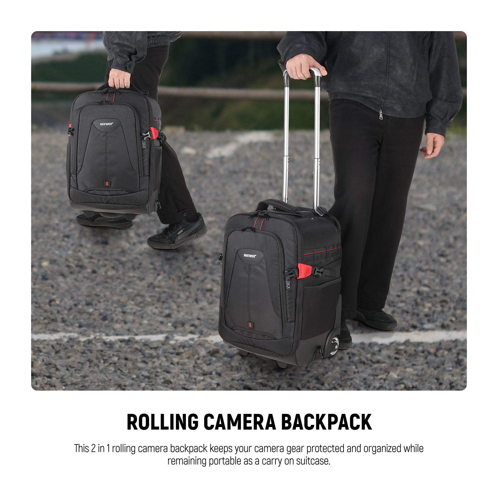 NEEWER 19.7"x13"x9.84" 2-in-1 Trolley Backpack