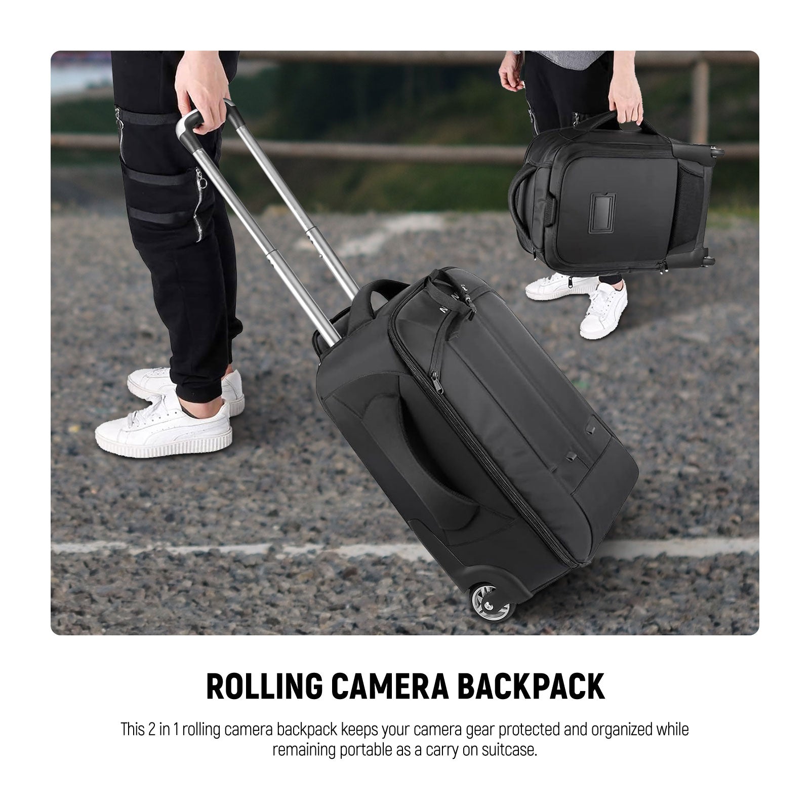 NEEWER 22"x14"x10" 2-in-1 Trolley Backpack