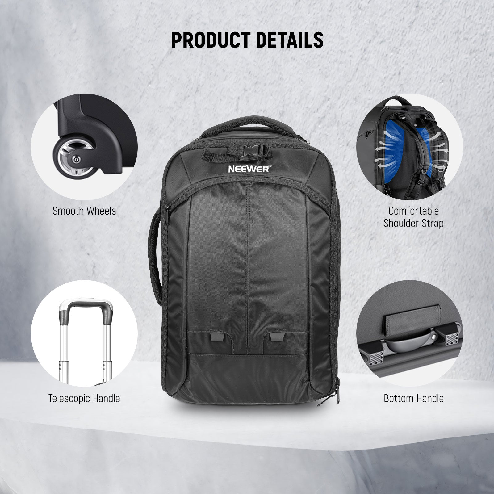 NEEWER 22"x14"x10" 2-in-1 Trolley Backpack