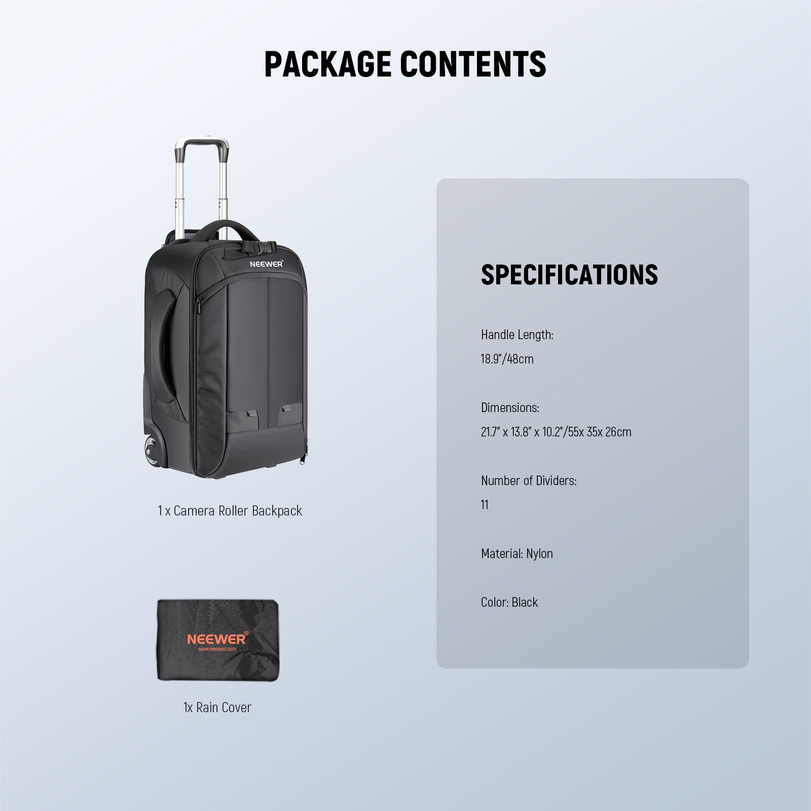 NEEWER 22"x14"x10" 2-in-1 Trolley Backpack
