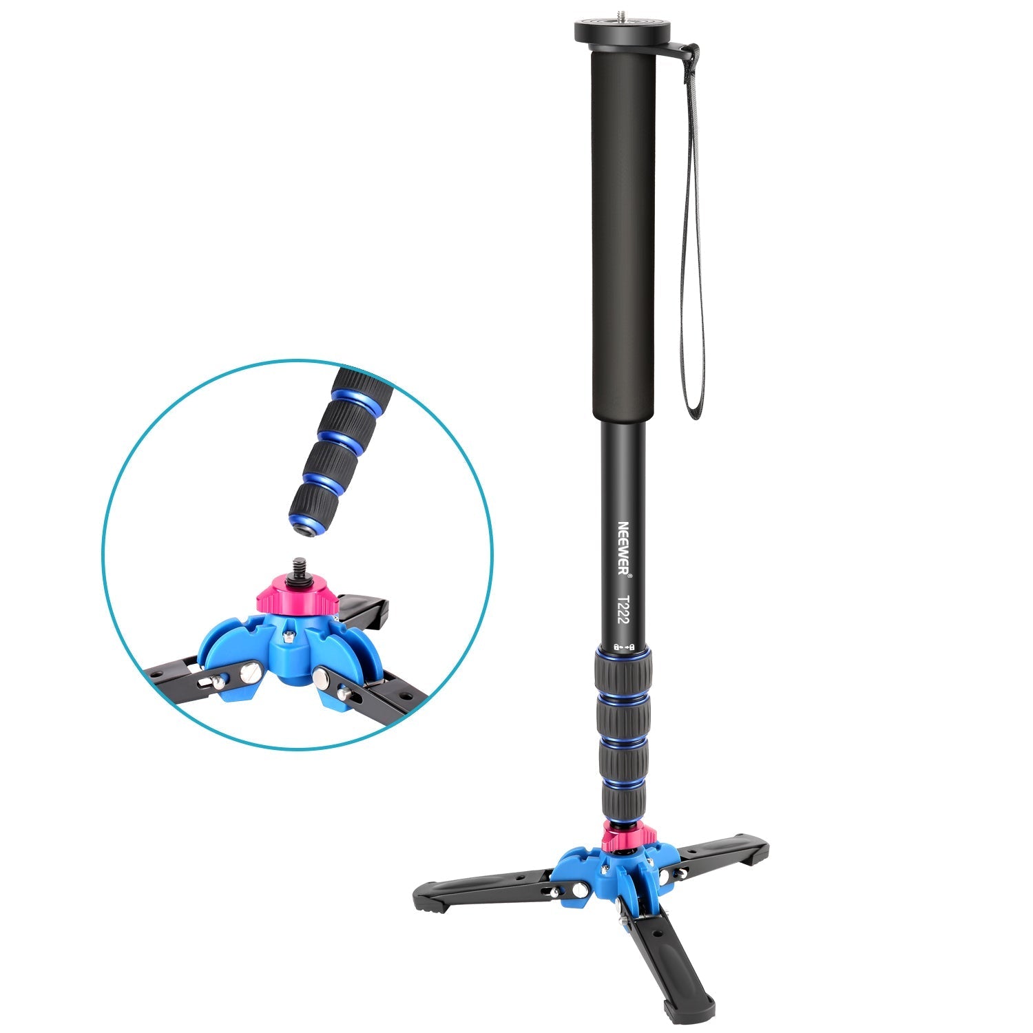 NEEWER Extendable Camera Monopod with Foldable Tripod Support Base