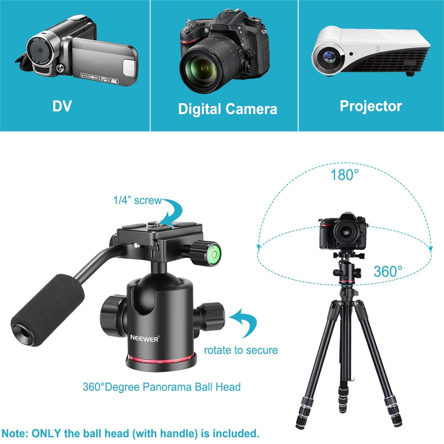 NEEWER Heavy Duty Camera Tripod Ball Head
