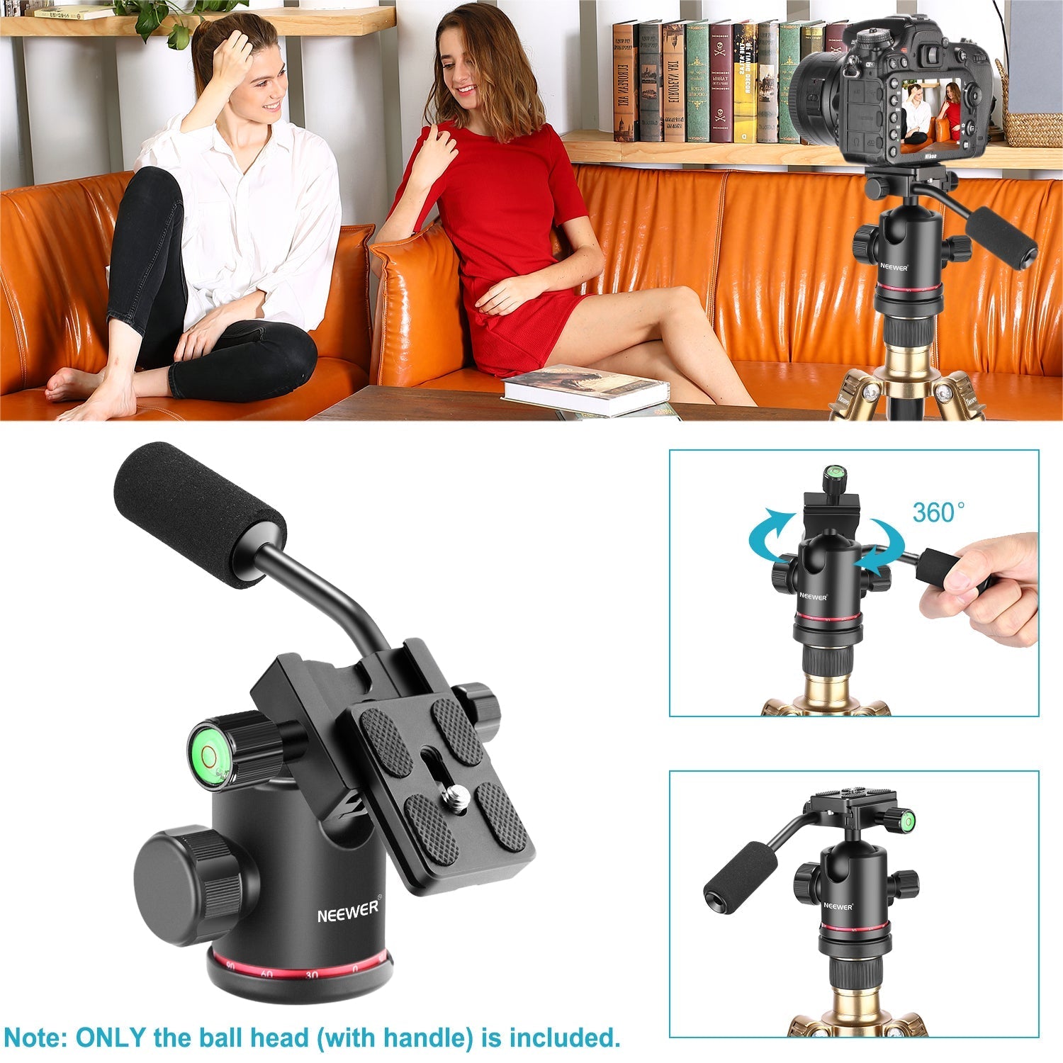 NEEWER Heavy Duty Camera Tripod Ball Head