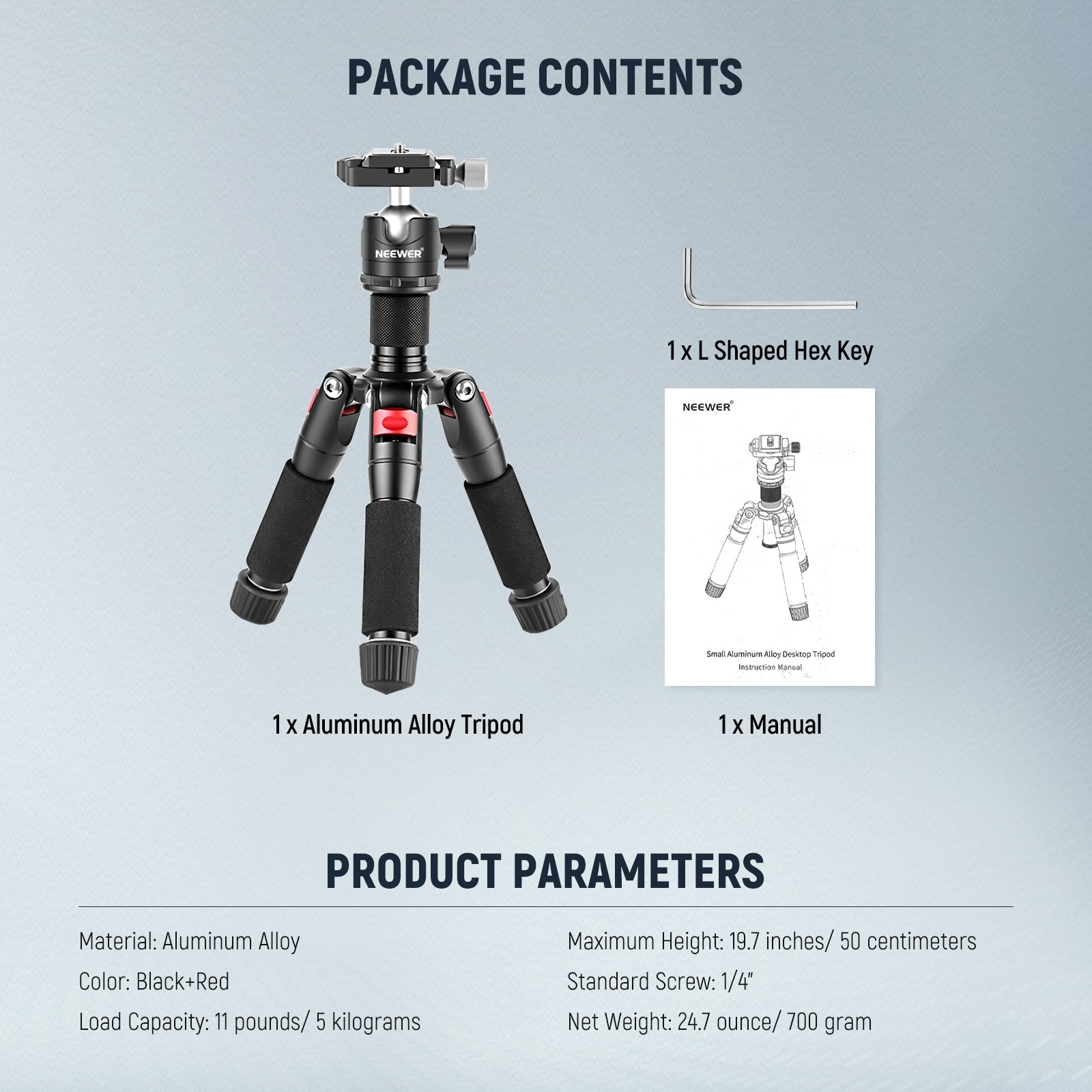 NEEWER M521 20" Portable Desktop Mini Tripod