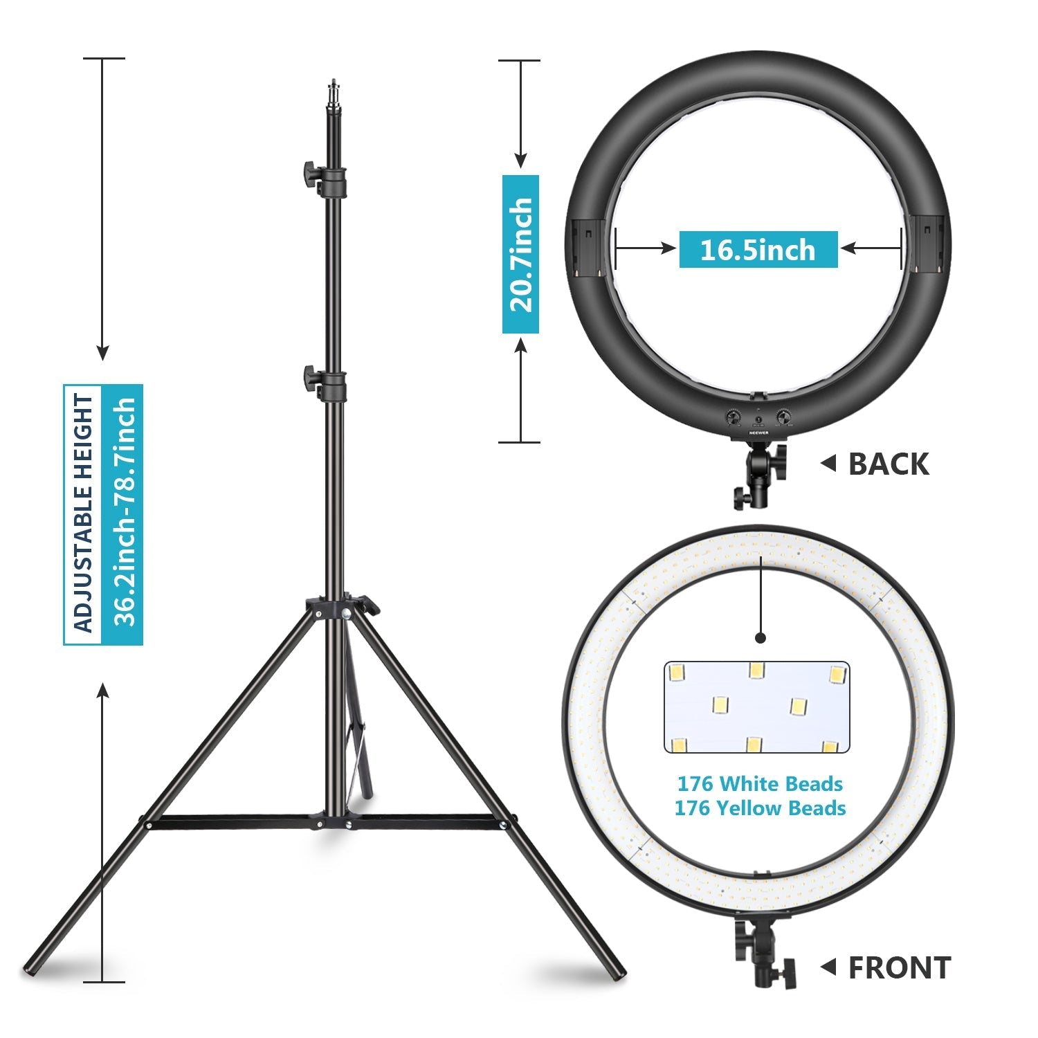 NEEWER RP20-B 20" Bi-color Ring Light Kit