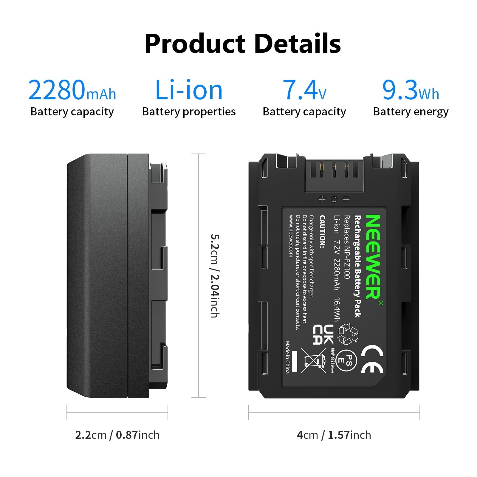 NEEWER NP-FZ100 Sony Replacement Battery