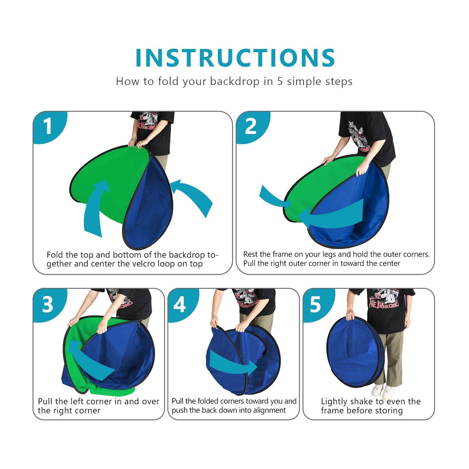 NEEWER 1.5x2m / 5x7ft 2-in-1 Collapsible Backdrop (Blue&Green)