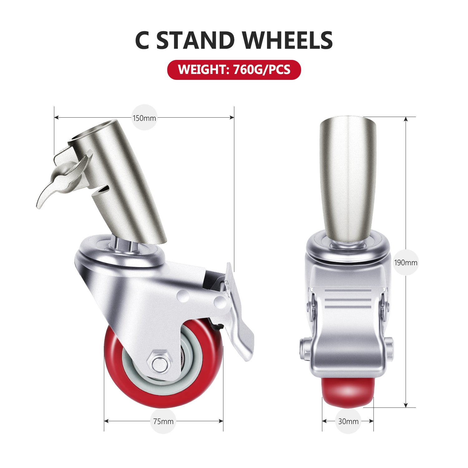 NEEWER 3 Pack Professional Swivel Caster Wheels Set