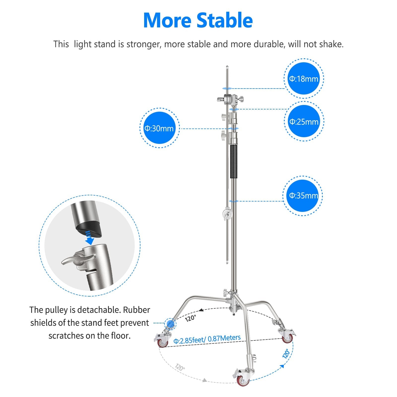 NEEWER SC330W 335cm Metal C Stand With Wheels