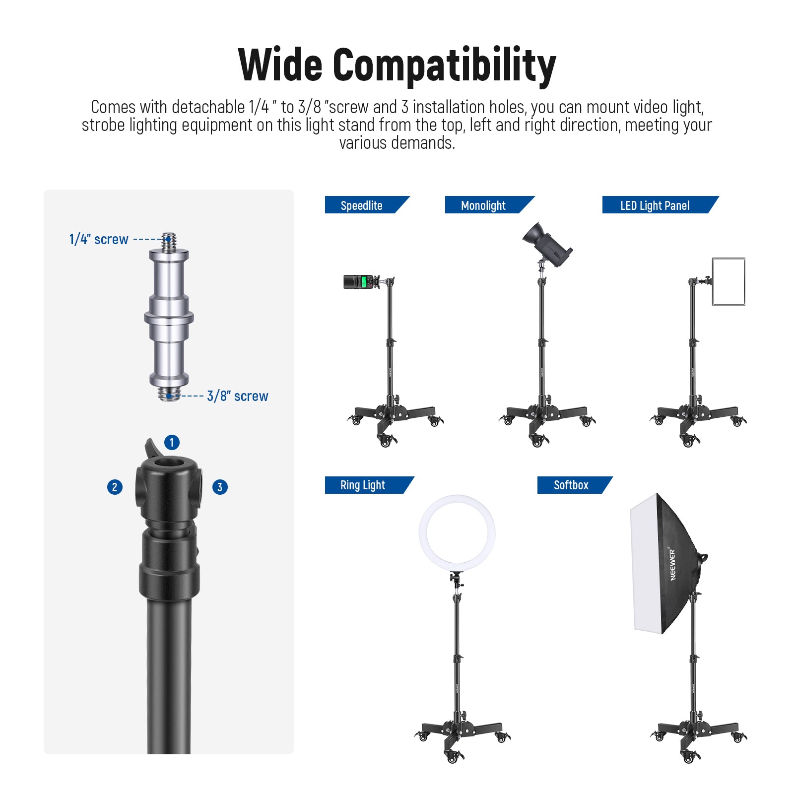 NEEWER ST72 72cm Dolly Heavy Duty Light Stand