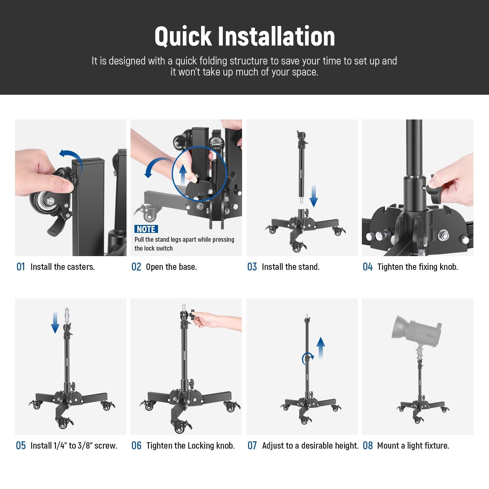 NEEWER ST72 72cm Dolly Heavy Duty Light Stand