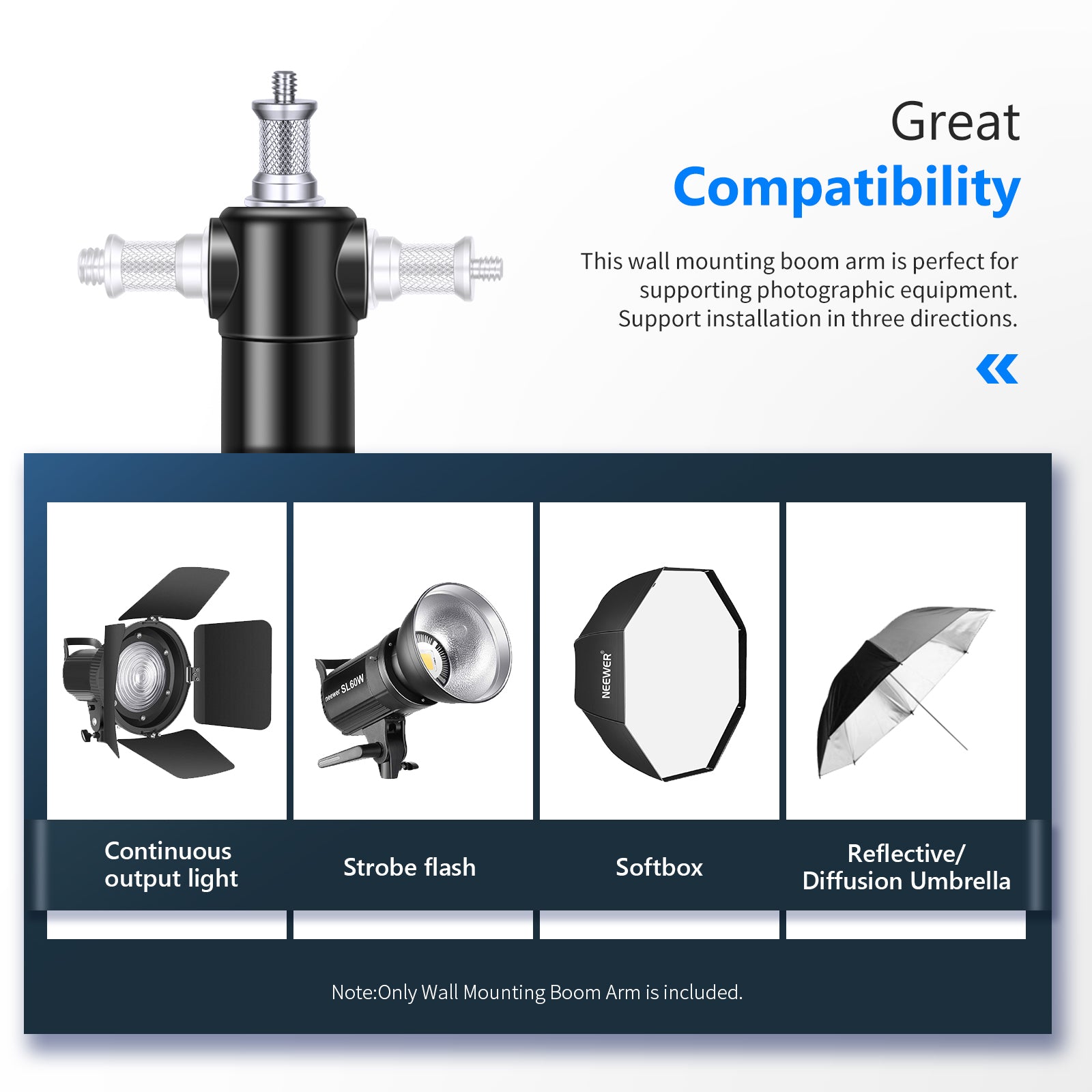 NEEWER 180cm Triangle Wall Mounting Boom Arm