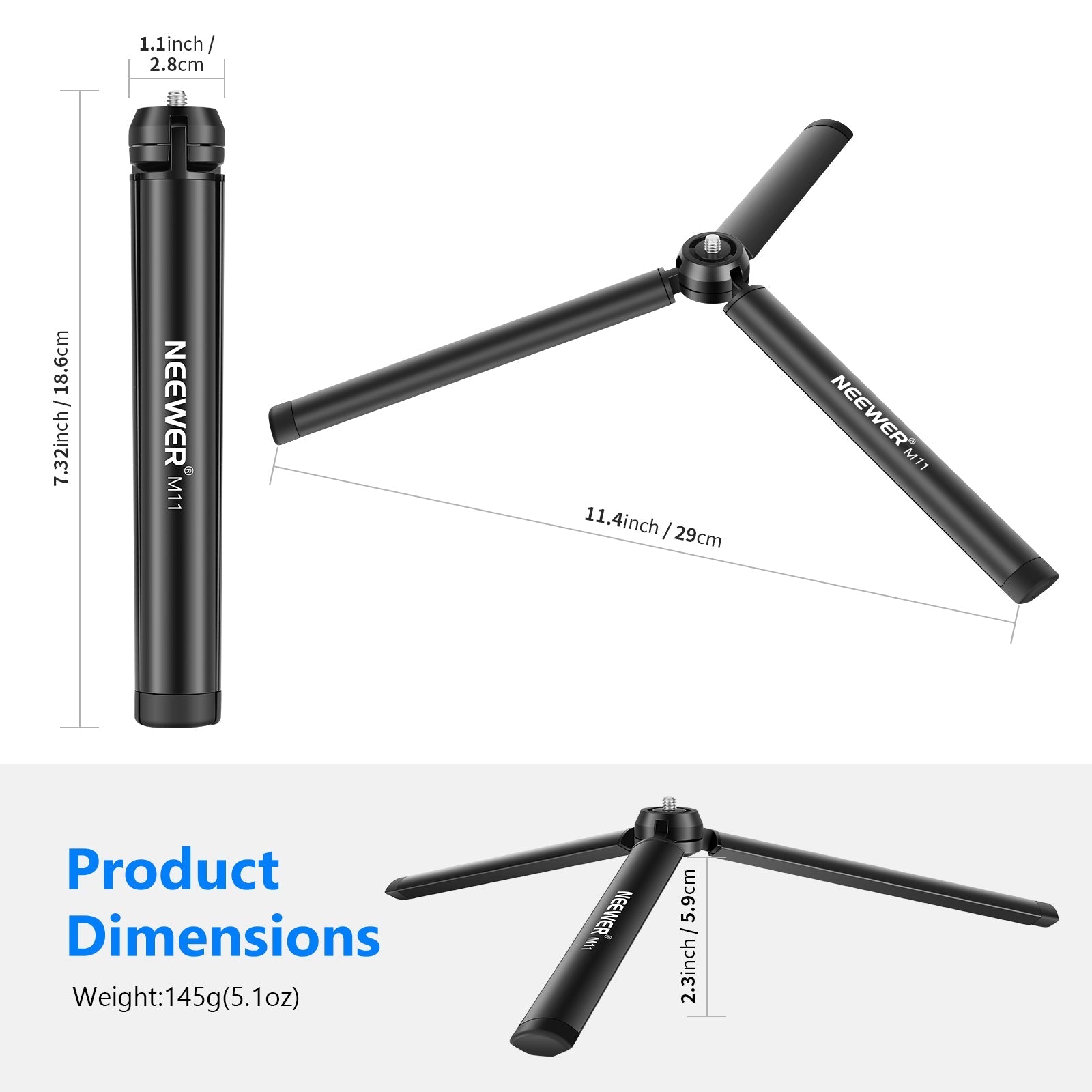NEEWER M11 Metal Desktop Mini Tripod