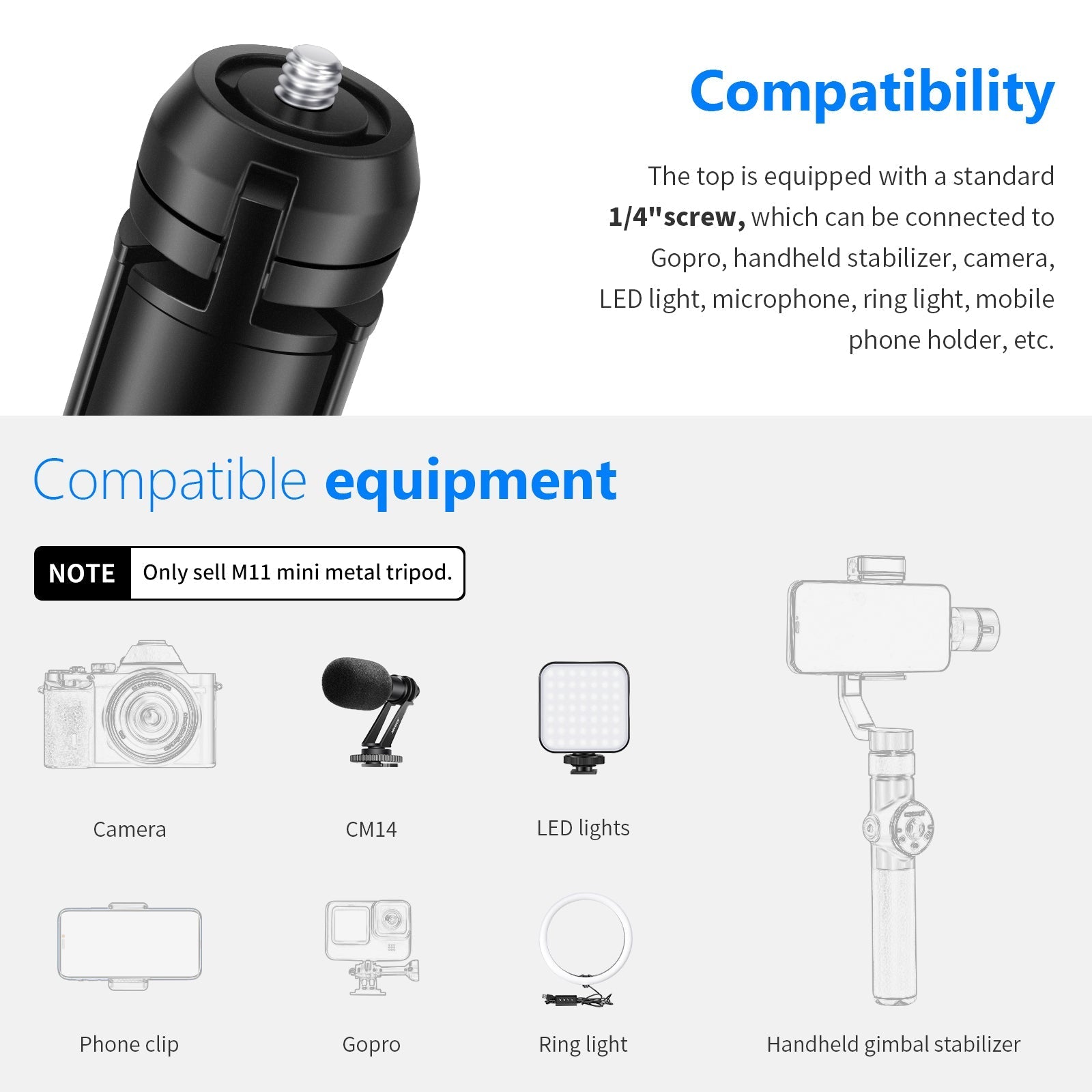 NEEWER M11 Metal Desktop Mini Tripod
