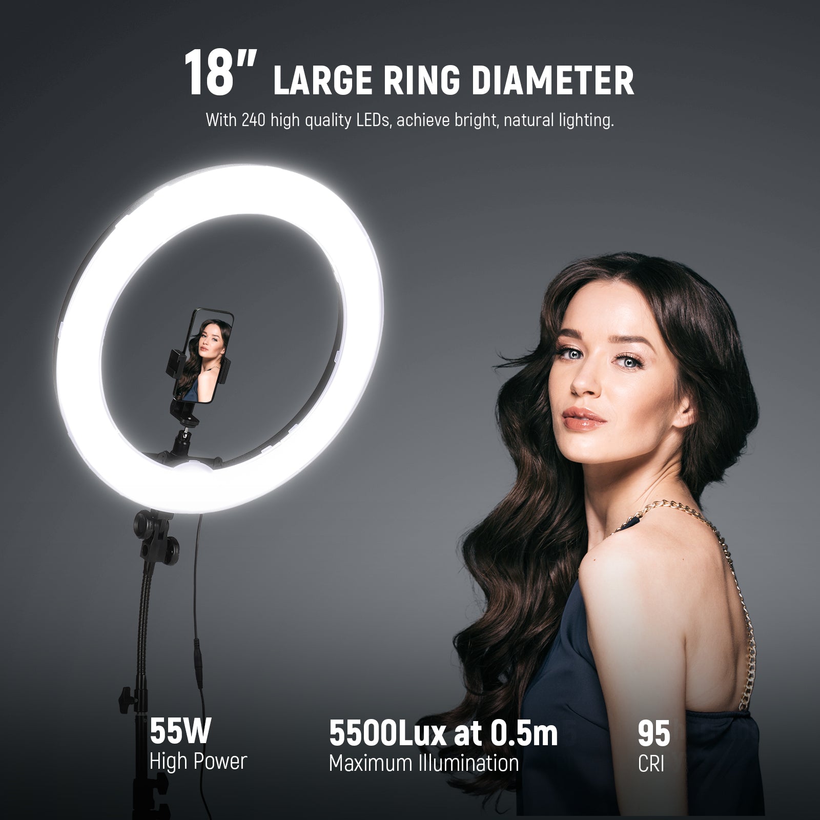 NEEWER RL-18 18 Inch 55W LED Ring Light Kit