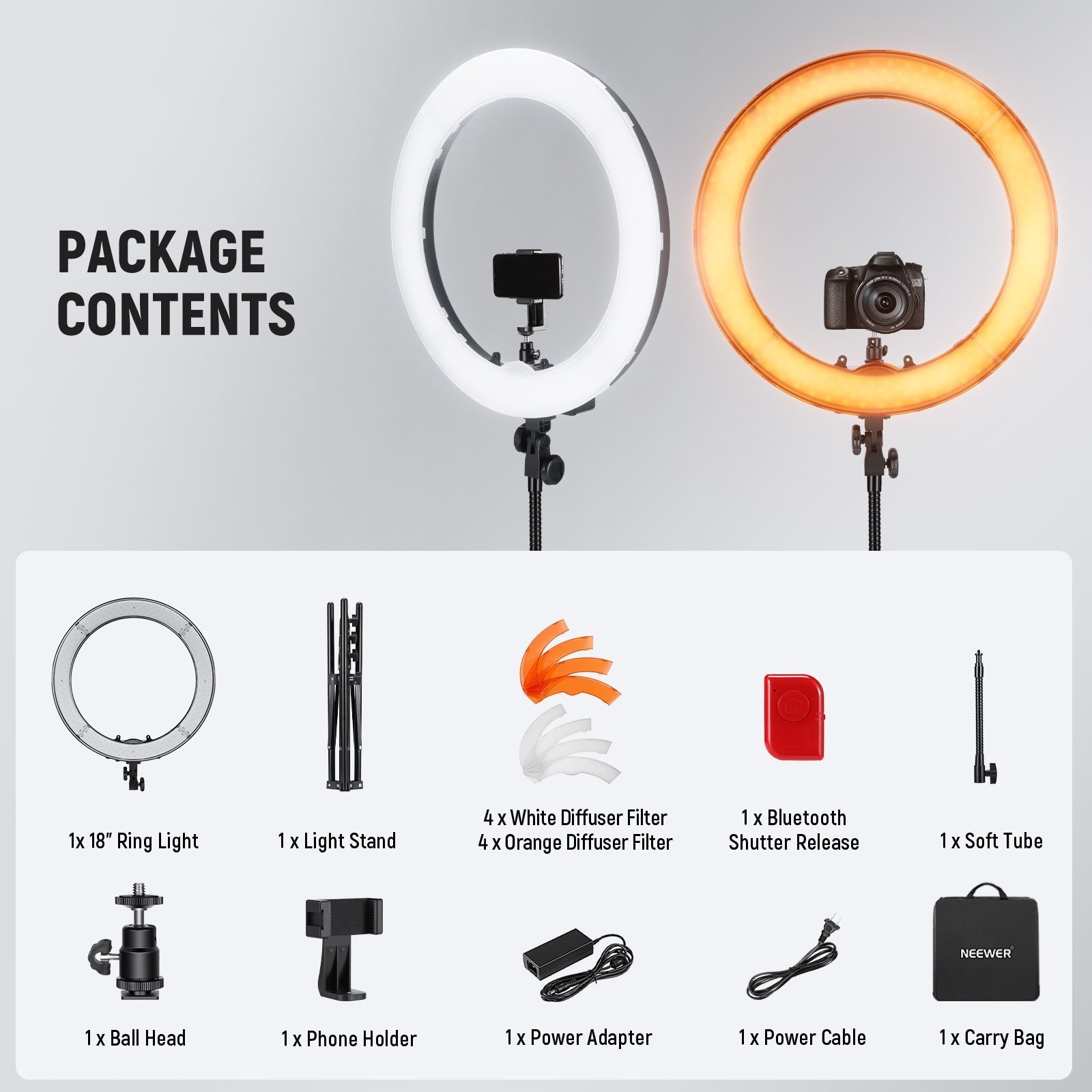 NEEWER RL-18 18 Inch 55W LED Ring Light Kit
