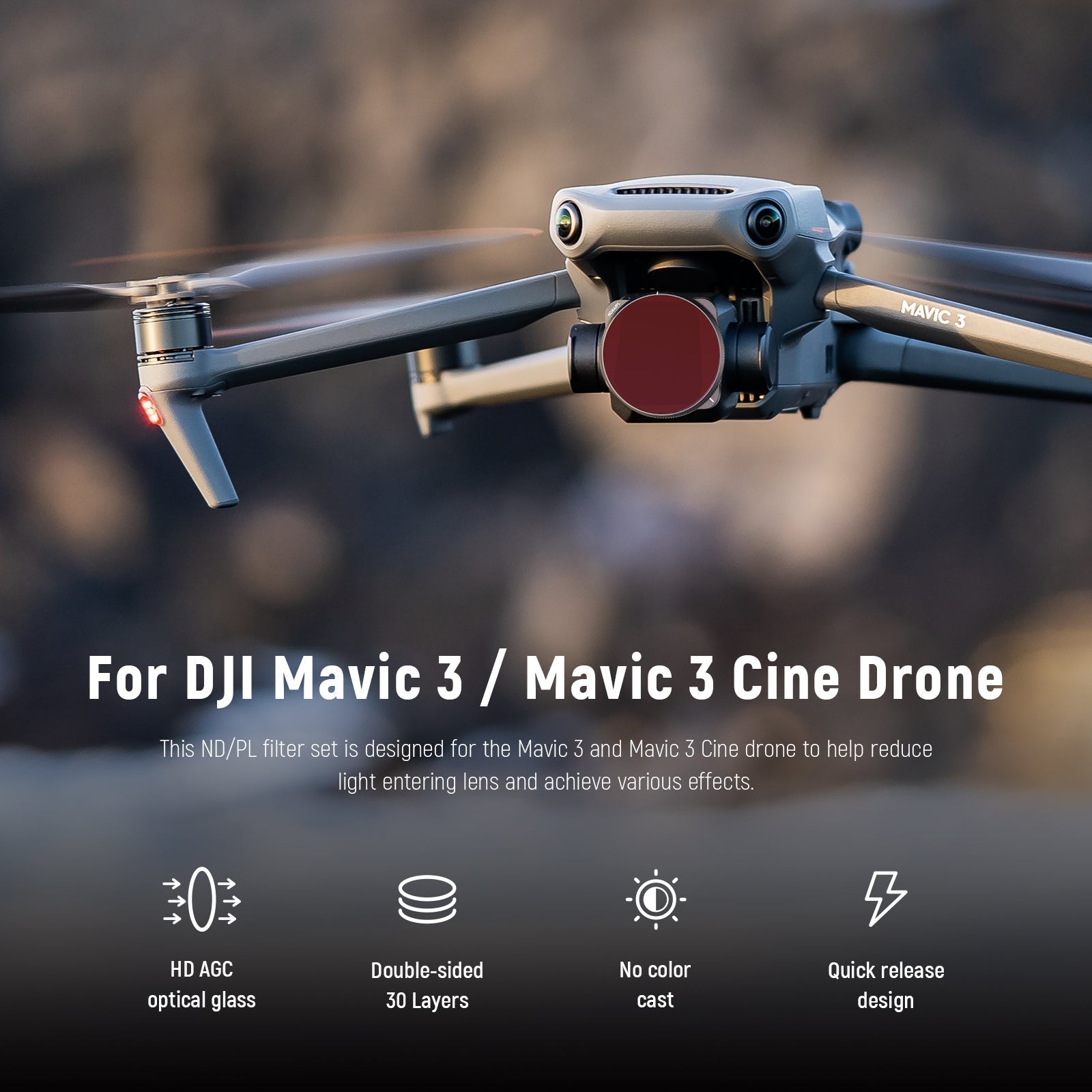 NEEWER FL-DJ11 4-Pack ND Filter Set for DJI Mavic 3