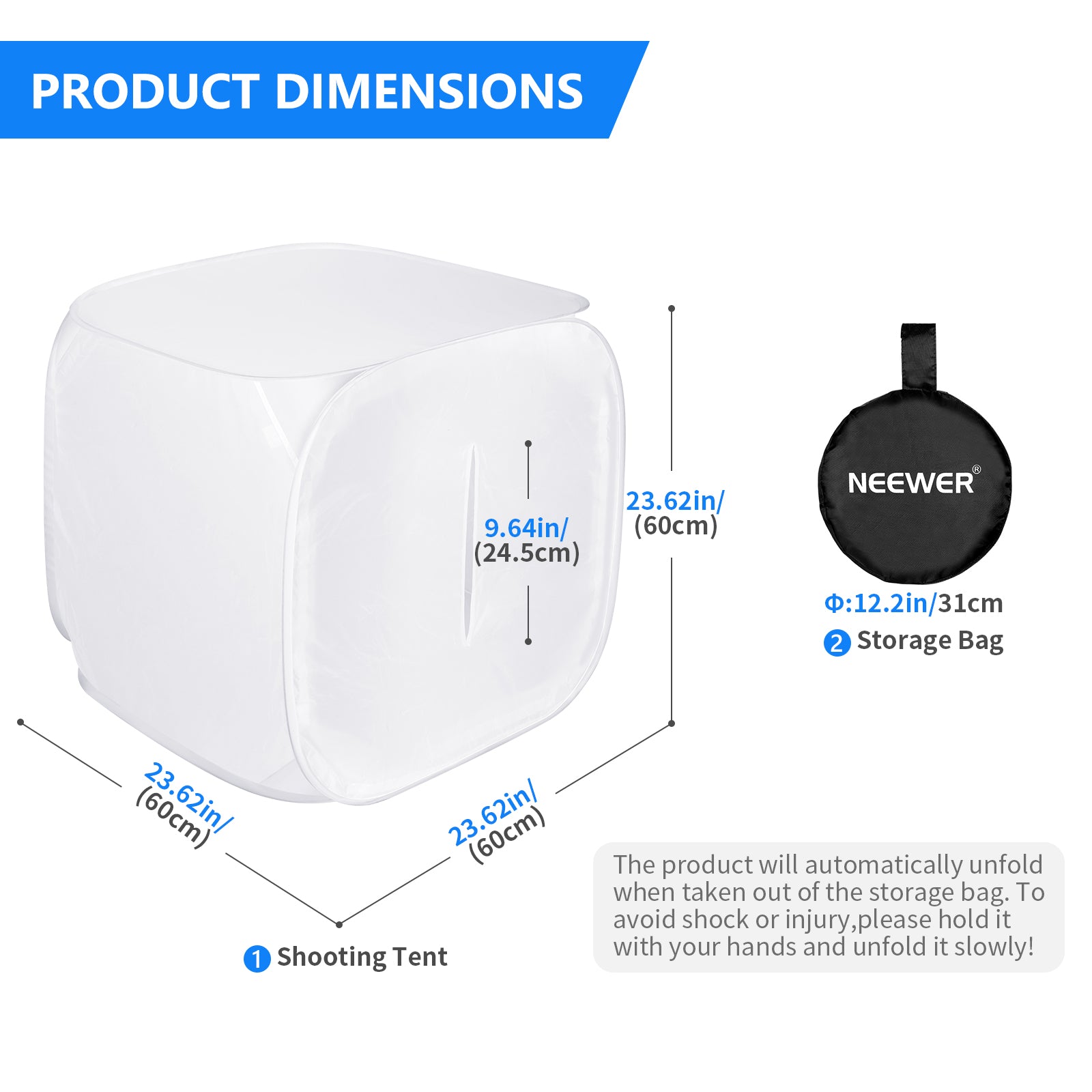 NEEWER 24x24 inch/60x60 cm Photo Studio Shooting Tent